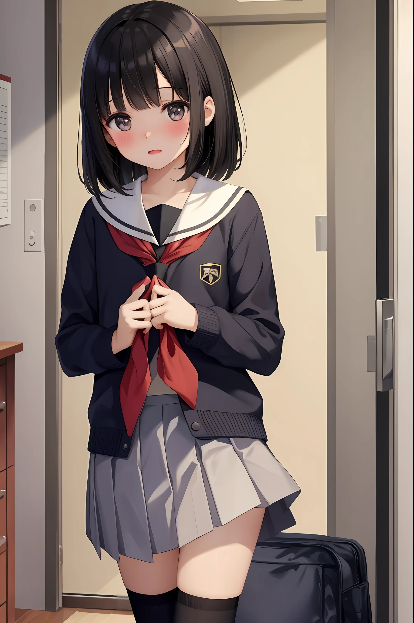 very cute female li,8 yo,shiny black hair, bangs,hime cut,flat chest,school uniform,embarrassed,blush,looking away,skirt lift by myself,white panties,panties lift,(pubic hair:0.8)
classroom, evening,
solo, 1girl,nsfw,
BREAK
(masterpiece, best quality,ultra-detailed)
public,photographer,foreground,camera,phone,smartphone,