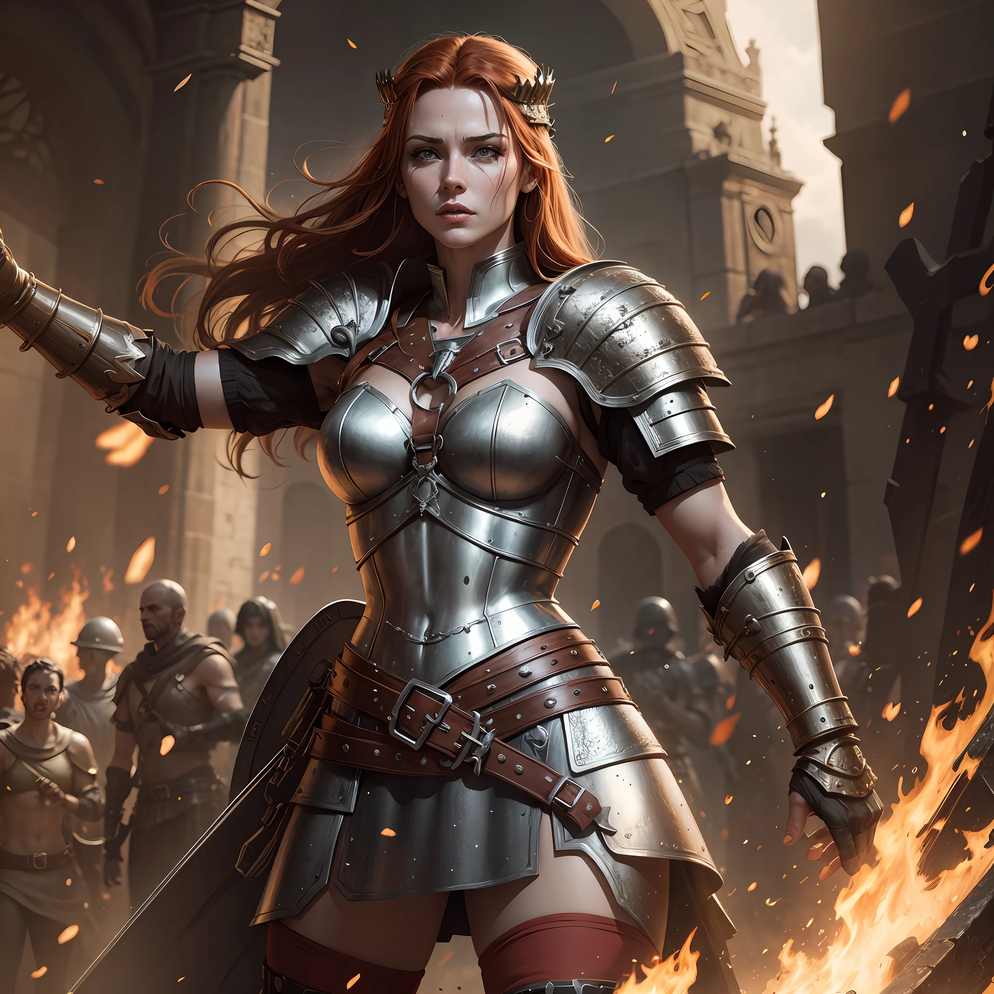 Boudica, Full body, barbara armor, hyper-realistic, work-cousin, 4k, Dark fantasy --auto --s2