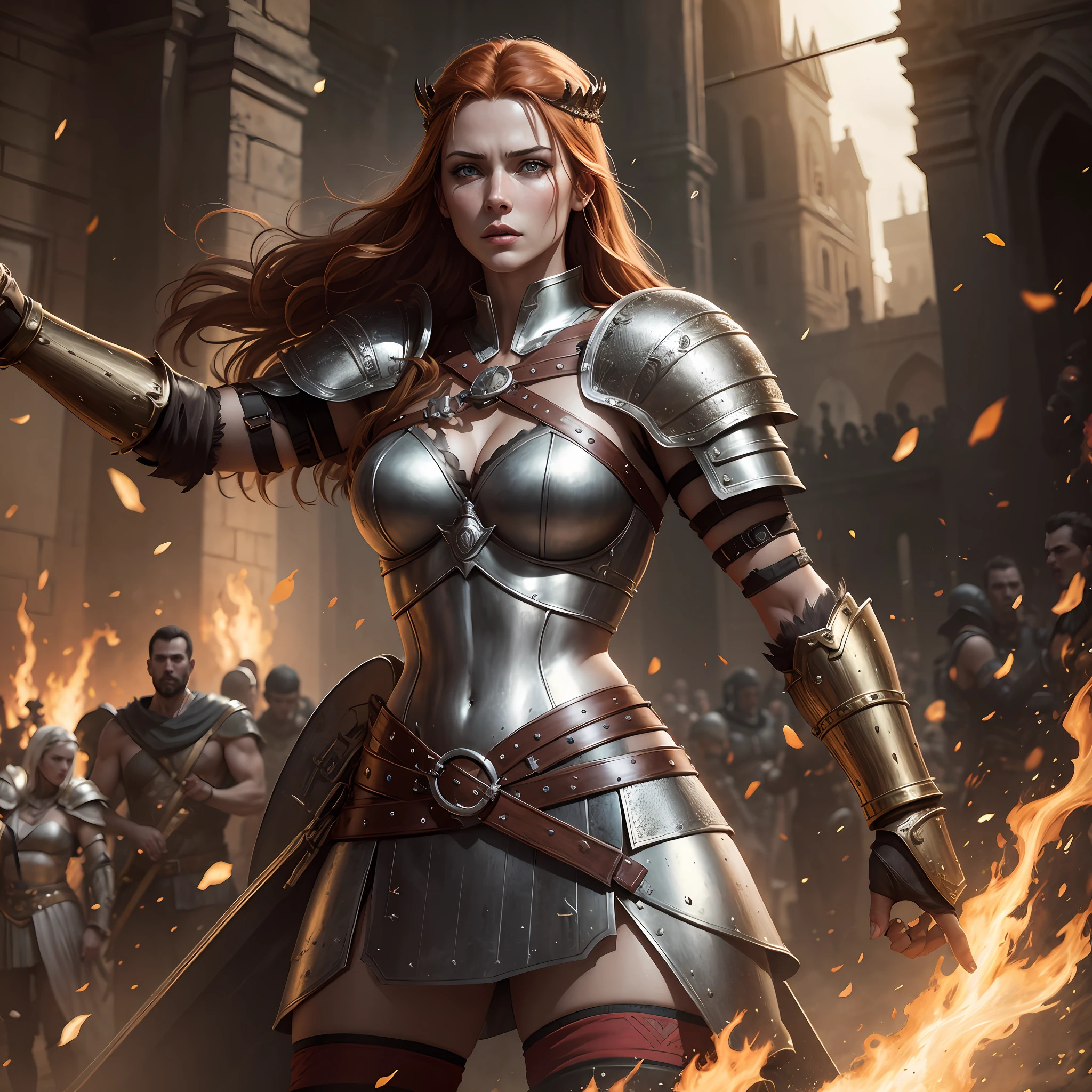 Boudica, Full body, barbara armor, hyper-realistic, work-cousin, 4k, Dark fantasy --auto --s2