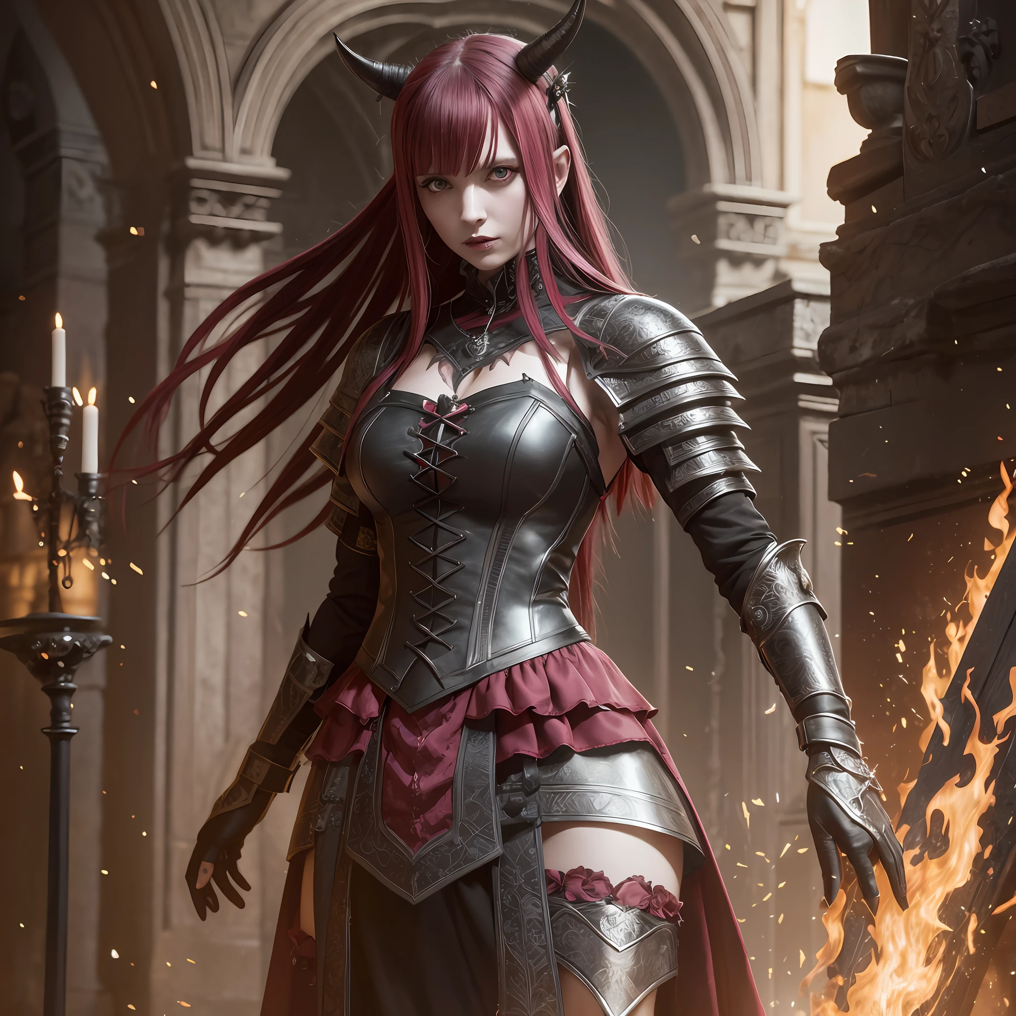 Elizabeth bathory, Full body, black gothic armor, hyper-realistic, working cousin, 4k, Dark fantasy, vampire