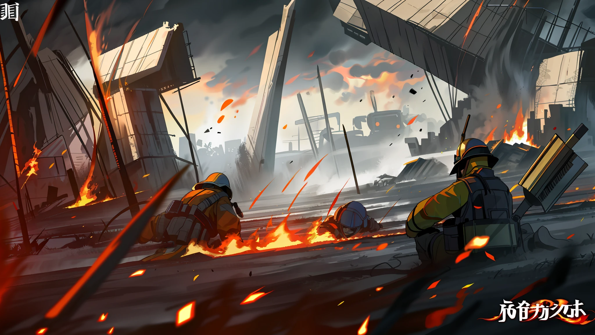 battlefield scene fire,