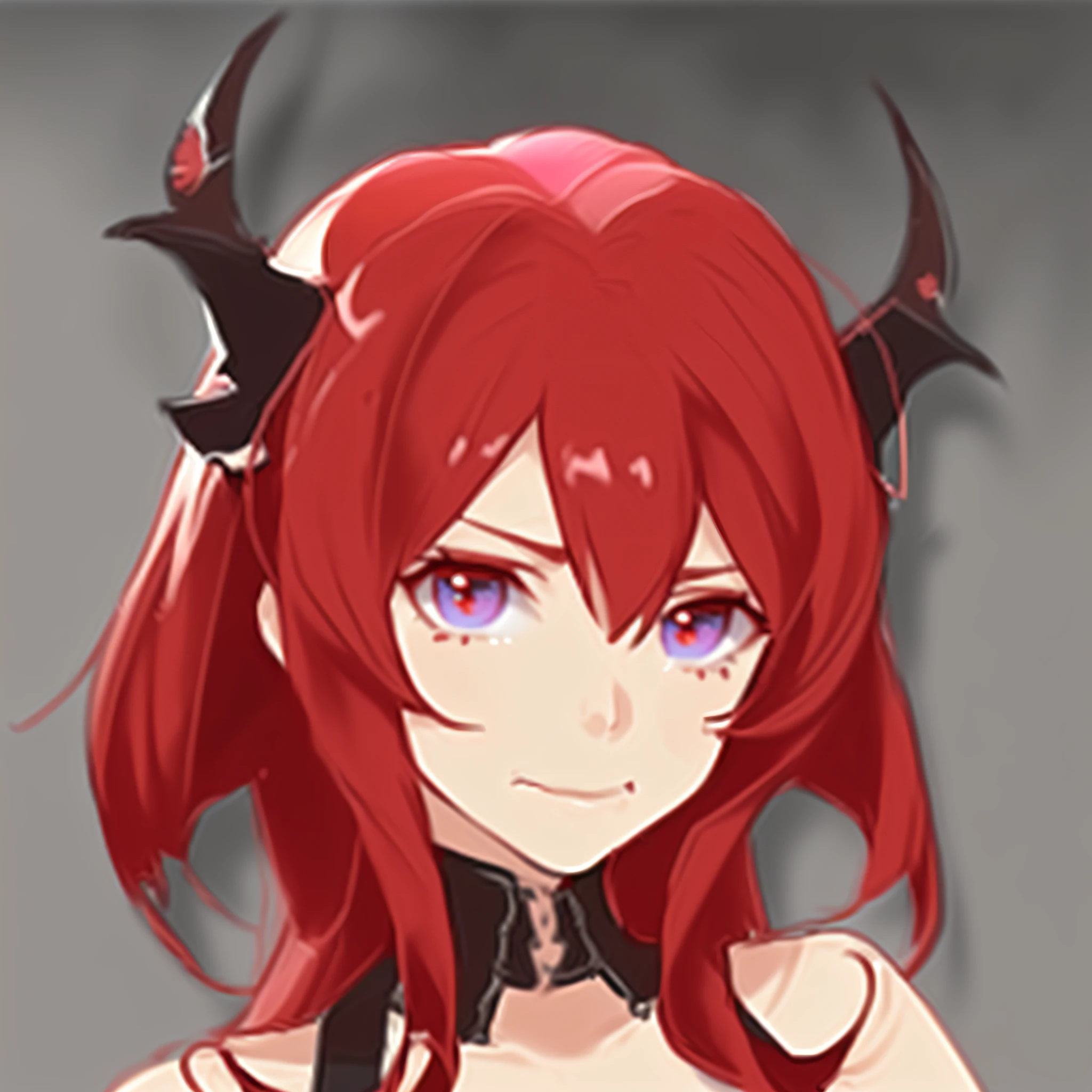 anime girl with red hair and horns in a black dress, succubus, ayaka genshin impact, mika kurai demon, rias gremory, giesha demon, ayaka game genshin impact, demon anime girl, beautiful succubus, portrait of a female demon, mara demon, lilith, devious evil expression