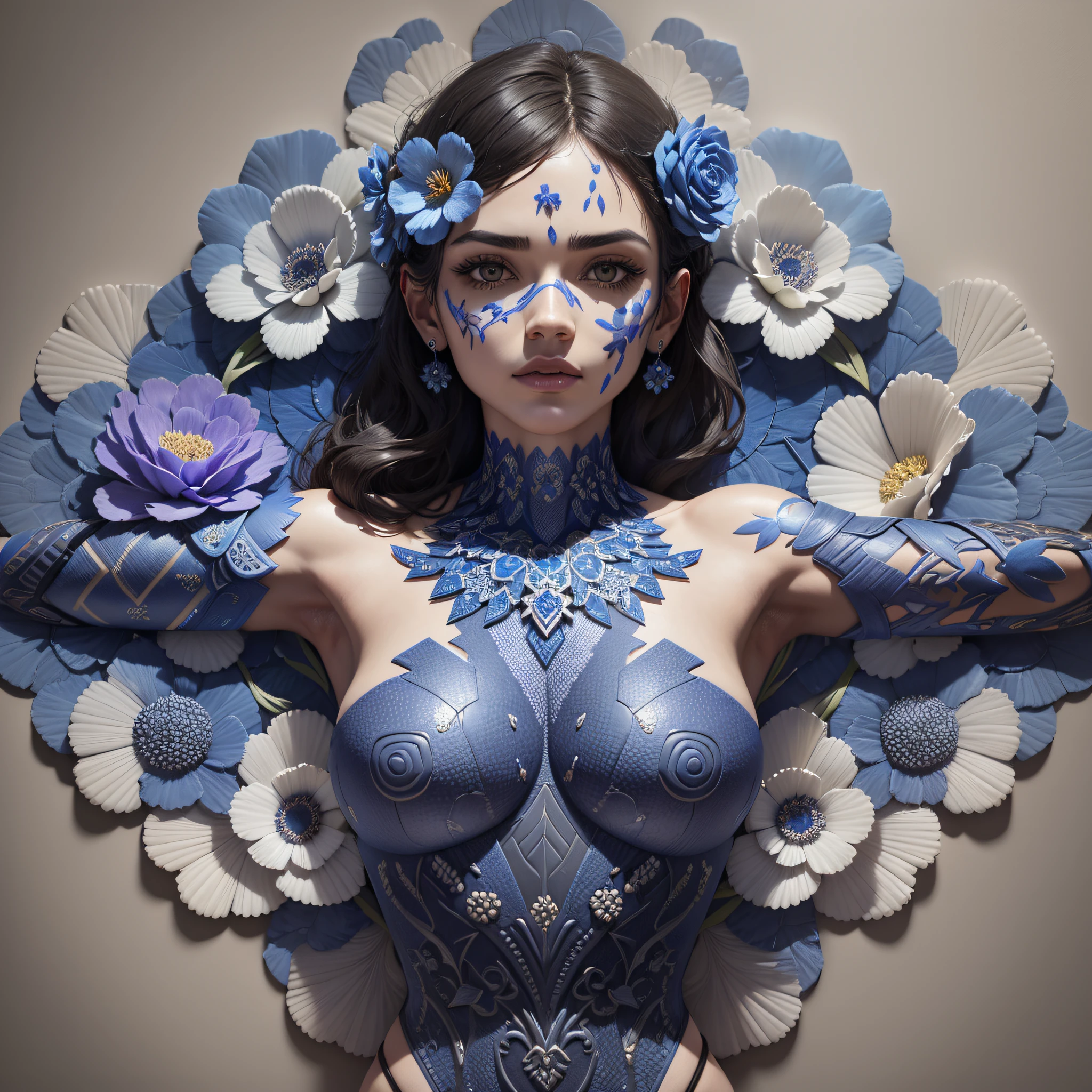 Patrones 3D flores, línea continua, --AR 1:1 --Azulejo, Abstractionism, masterpiece, anatomically correct, textured skin, high details, 4K, super detail --auto --s2
