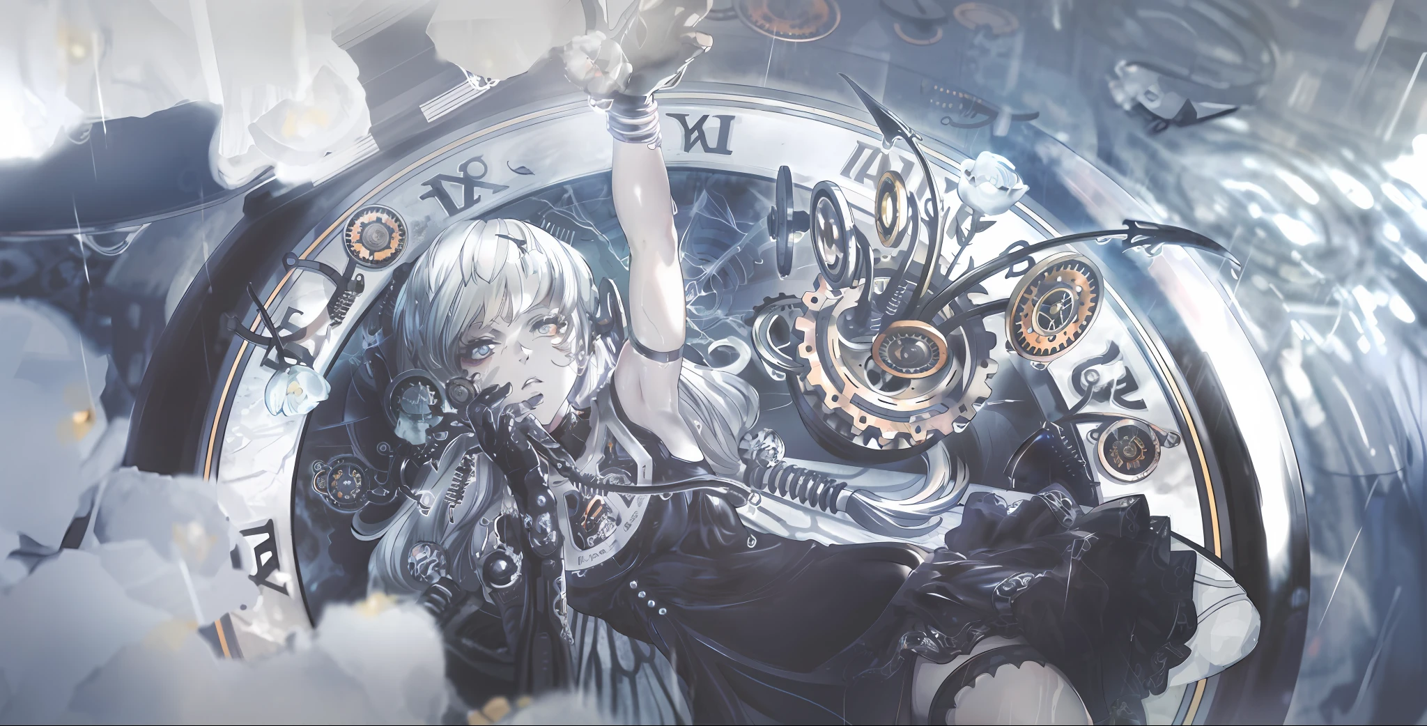 anime - style girl with orange hair and orange outfit crouching down, fully robotic!! catgirl, anime character; full body art, cyberpunk anime girl mech, asuka langley sohryu, girl in mecha cyber armor, the anime girl is crouching, asuka langley soryu, anime mecha aesthetic, asuka langley, cyberpunk anime girl