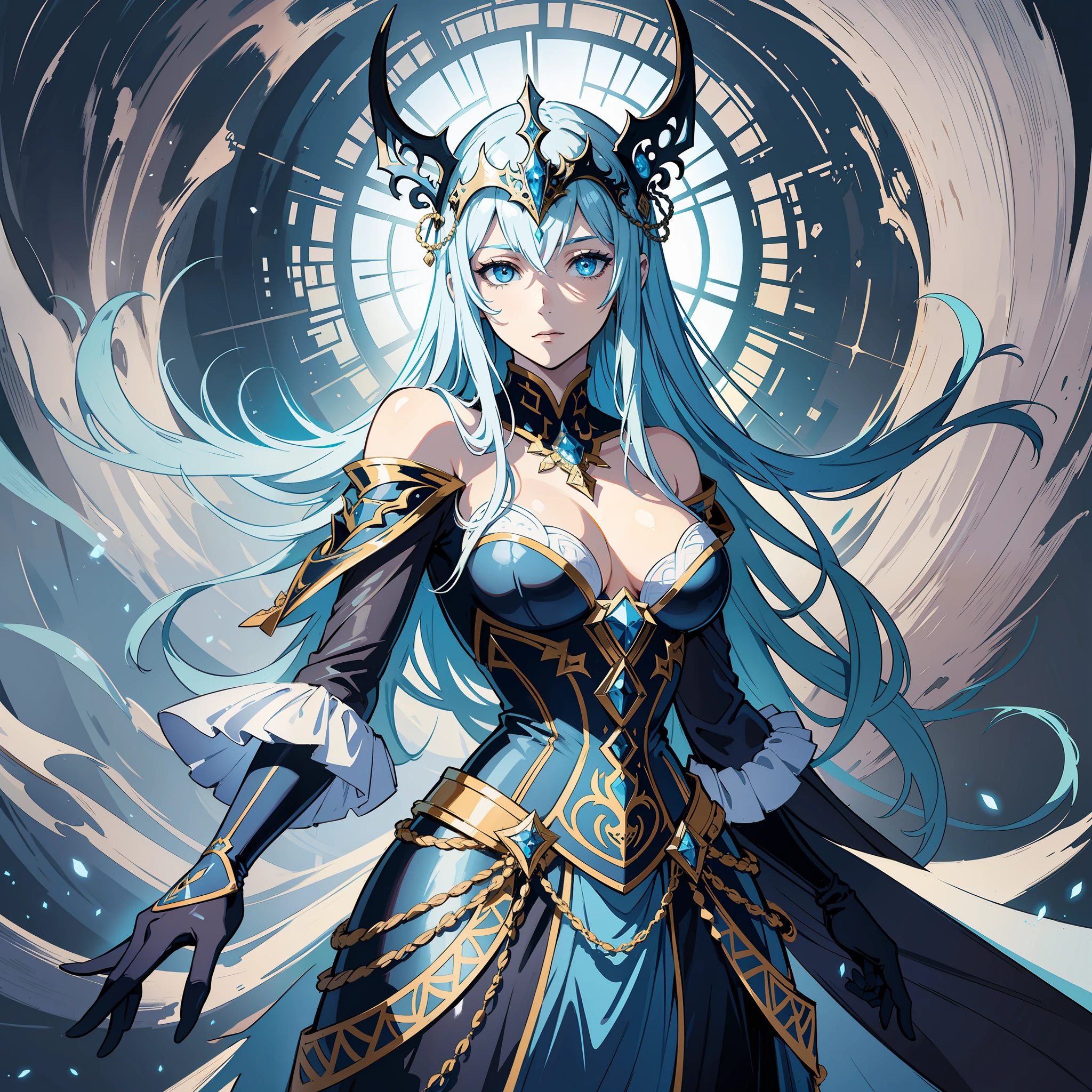 an image of a woman in a mask, in the style of detailed fantasy art, dark white and light blue, translucent layers, intricately textured, fantasy characters, airbrush art, eerily realistic