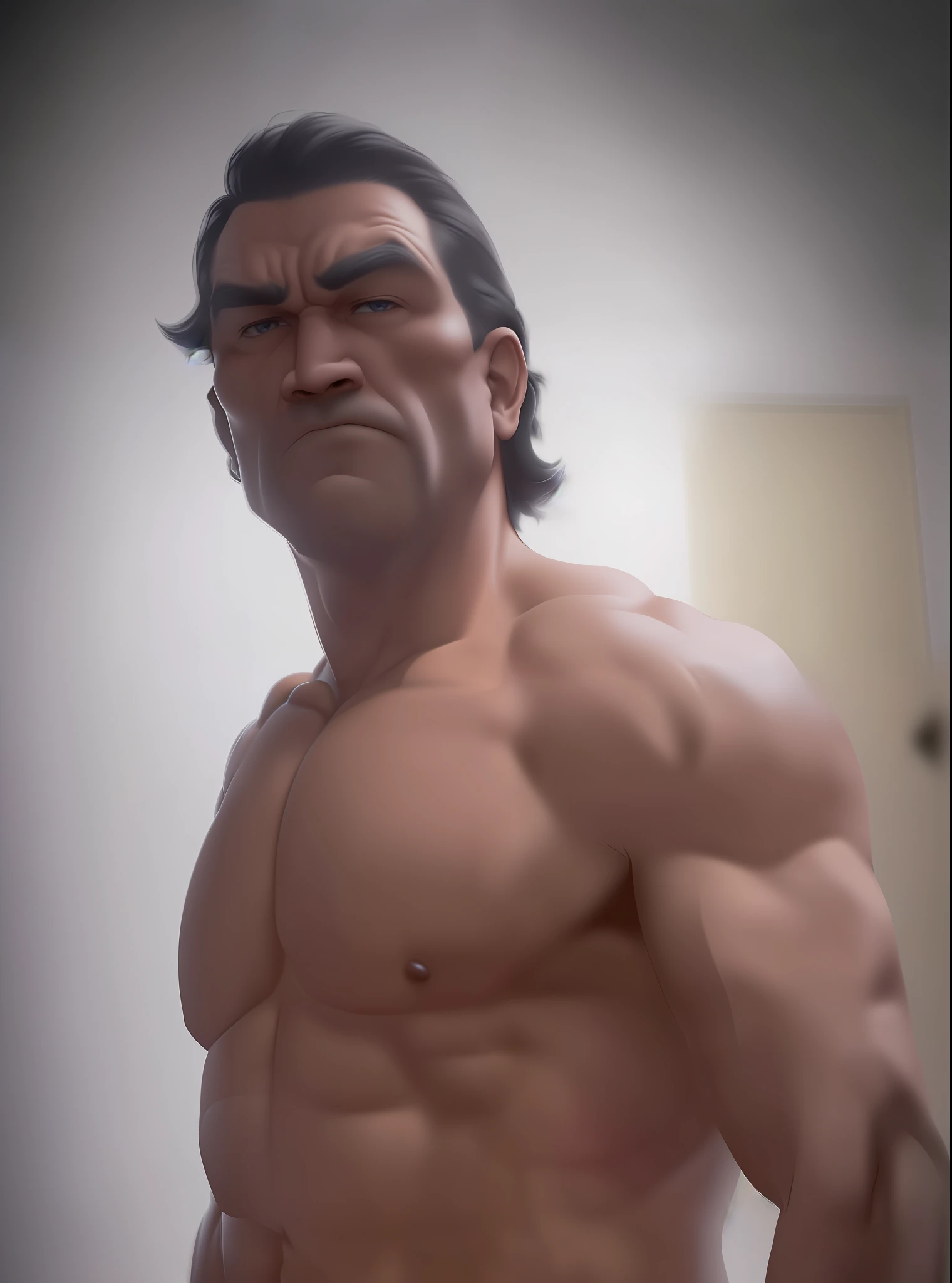 Make the image of this ultra realistic strongman and see in him the uniform of Superman