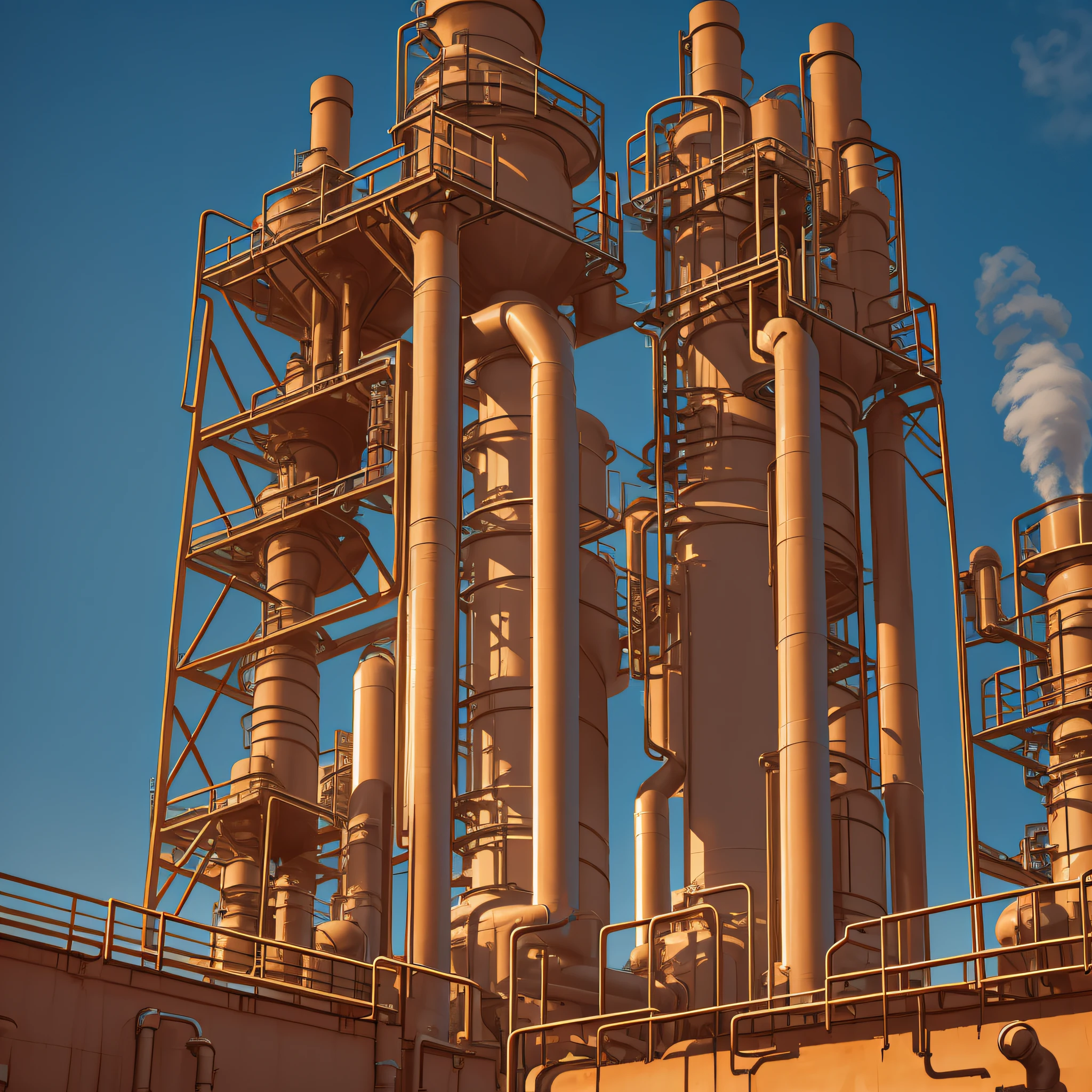 Masterpiece, best quality, chemical plant, chimney, not by the river --auto --s2