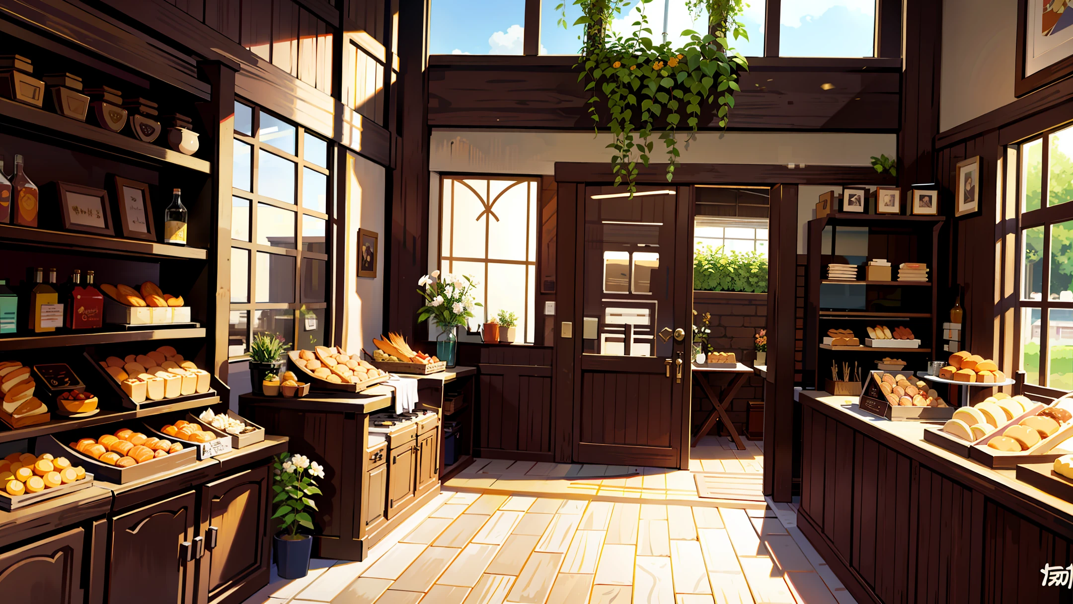 The bakery has a lot of toast with flowers next to it and cats