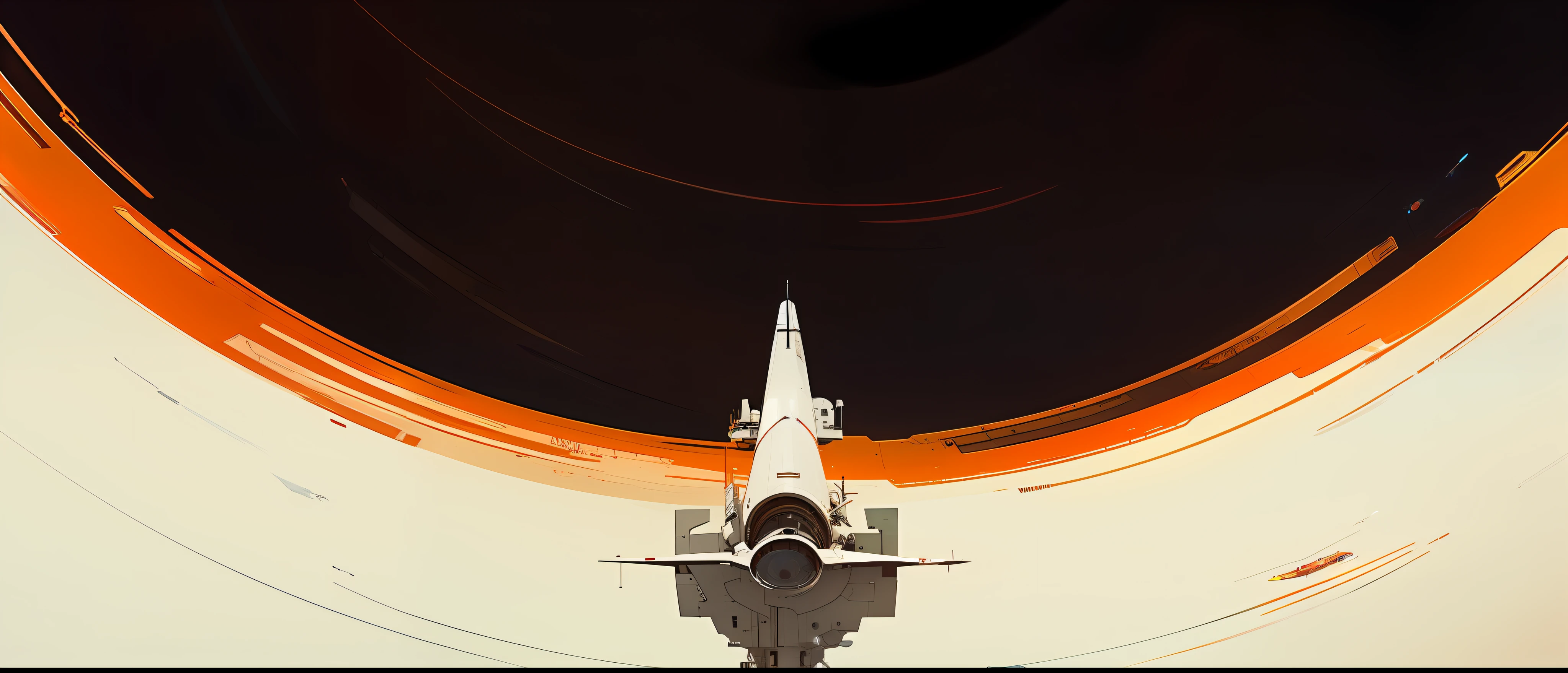 there is a jet that is flying through the air, sparth style, nicolas bouvier sparth, by sparth, bastien grivet, dan mcpharlin, inspired by Chris Moore, planetes, joao ruas, style of john harris, in peter elson color scheme, inspired by John Harris, inspired by sparth, syd mead cinematic painting