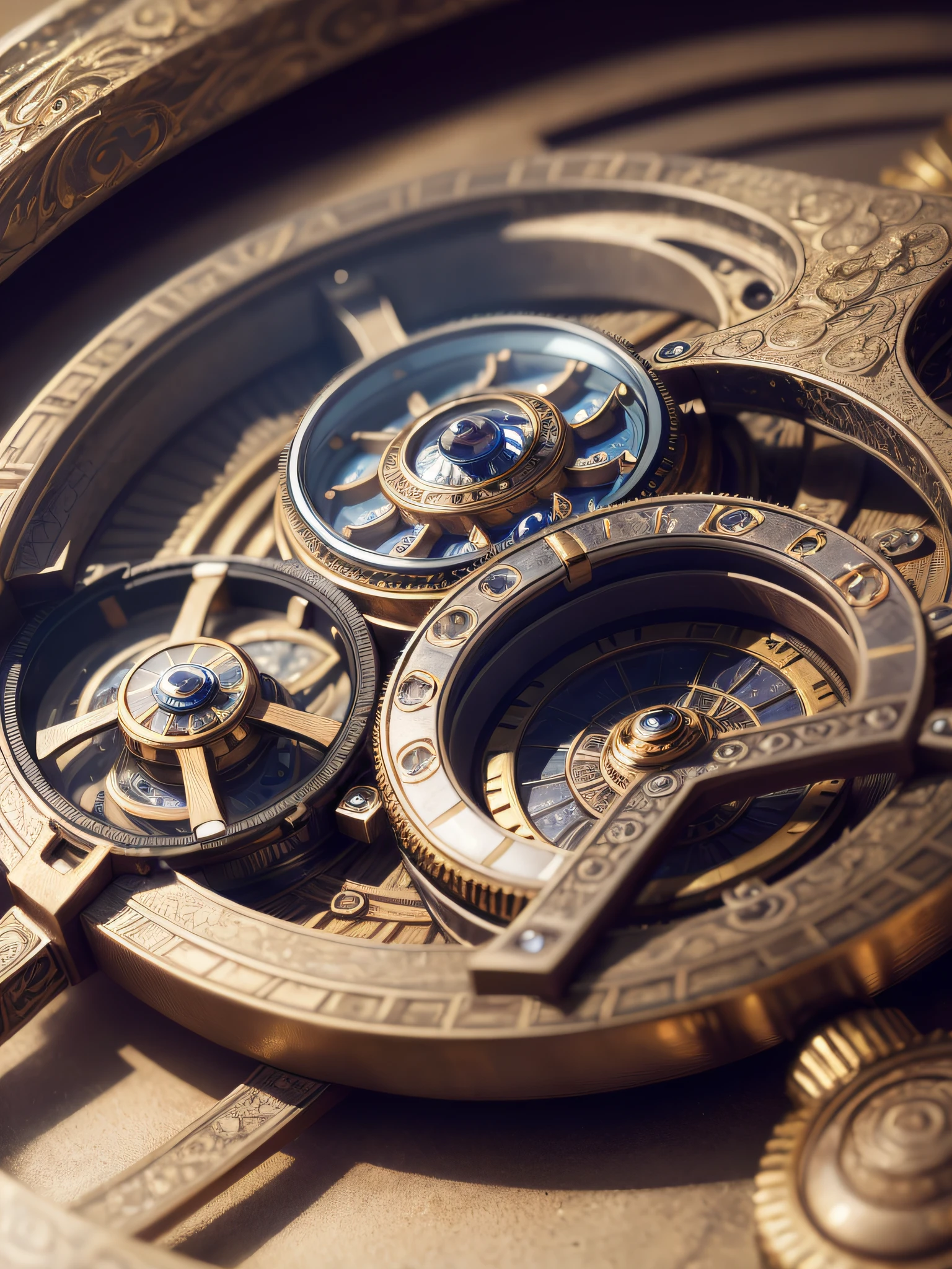 ((masterpiece)), (best quality), (high detail), Inspired by Miki Asai's macro photography, create a detailed extreme close-up of a ornate tourbillon watch --auto --s2