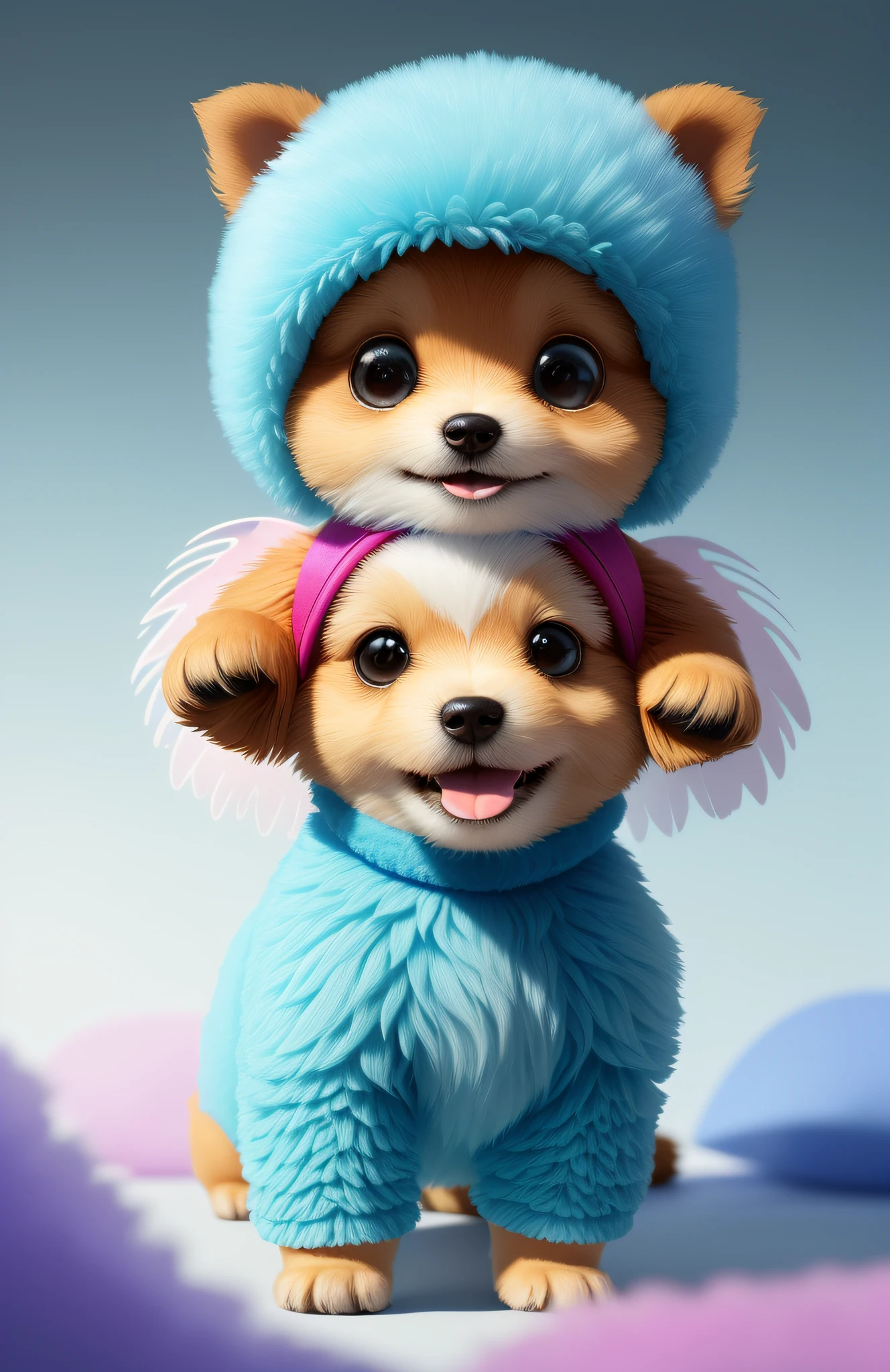 (Masterpiece), (Excellent), (Ultra Fine), (Full Body: 1.2), Super Cute, Baby, Pixar, Pajama Baby Dog, Big Eye, Fluffy, Smiling, Delicate, Fairy Tale, Incredibly High Detail, Pixar Style, Bright Color Palette, Natural Light, Simple Background in Solid Colors, Octane Rendering, Trends on Artstation, Gorgeous, Ultra Wide Angle, 8k, HD, Realistic