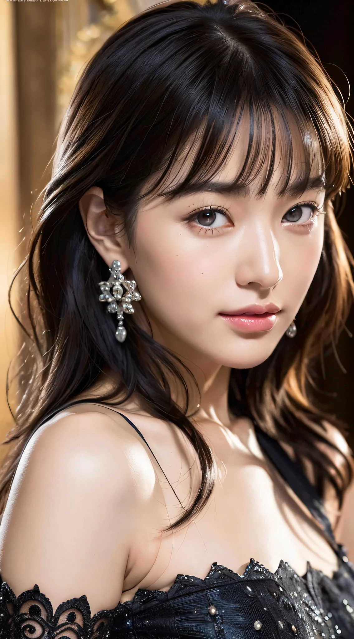 (8k, RAW photos, top quality, masterpiece: 1.2), ultra detail, super resolution, (real, real photos: 1.37), portraits, high definition RAW color photos, solo, professional photos, very detailed and beautiful, highly detailed, 8k wallpapers, amazing details, huge file size, official art, highly detailed CG Unity 8k wallpapers, highly detailed beautiful girls, Highly detailed face, very detailed eyes, very detailed skin, very detailed fingers, very detailed nose, very detailed detailed mouth, perfect anatomy, detailed background, (red color luxury dress, full dress, no bra, Academy Awards, red carpet), detailed clothes, one girl, (20:1.2), 20s, cute girl, realistic body, petite, white skin, radiant skin, slim body, Handsome Body, Black Hair, Short Hair, (Blunt Bangs: 1.2), Smile, Cute, Youthful, Pretty Face, Realistic Face, Chinese Beauty, Delicate Eyes, Saggy Eyes, Earrings, Camera Gaze, Front Face, Standing Posture, Contrapposto, Dynamic Lighting, Super Big