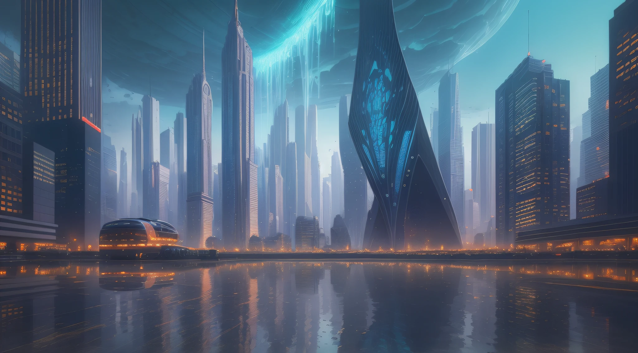 Create a captivating wallpaper inspired by the concept of "urban dreamscape." Imagine a bustling metropolis that blends architectural marvels with imaginative elements. Picture skyscrapers reaching towards the sky, adorned with vibrant colors, intricate patterns, and futuristic designs. Incorporate elements of nature seamlessly integrated into the cityscape, such as towering trees growing alongside buildings or cascading waterfalls flowing through urban canals. Play with light and shadows to create a dynamic and atmospheric scene, with neon lights casting vibrant glows and reflections on the streets below. Include fantastical transportation systems like floating platforms, hovercrafts, or futuristic trains, seamlessly navigating the city's elevated highways and tunnels. Let your creativity shine by adding whimsical elements, such as hot air balloons drifting among the high-rises, or enormous airships sailing through the skies. Consider including diverse and multicultural elements to celebrate the vibrant tapestry of the urban landscape. The overall composition should inspire a sense of awe and wonder, inviting viewers to explore the endless possibilities of this dreamlike city. Embrace the fusion of technology, imagination, and urban aesthetics to create a wallpaper that showcases a captivating and awe-inspiring urban dreamscape.
