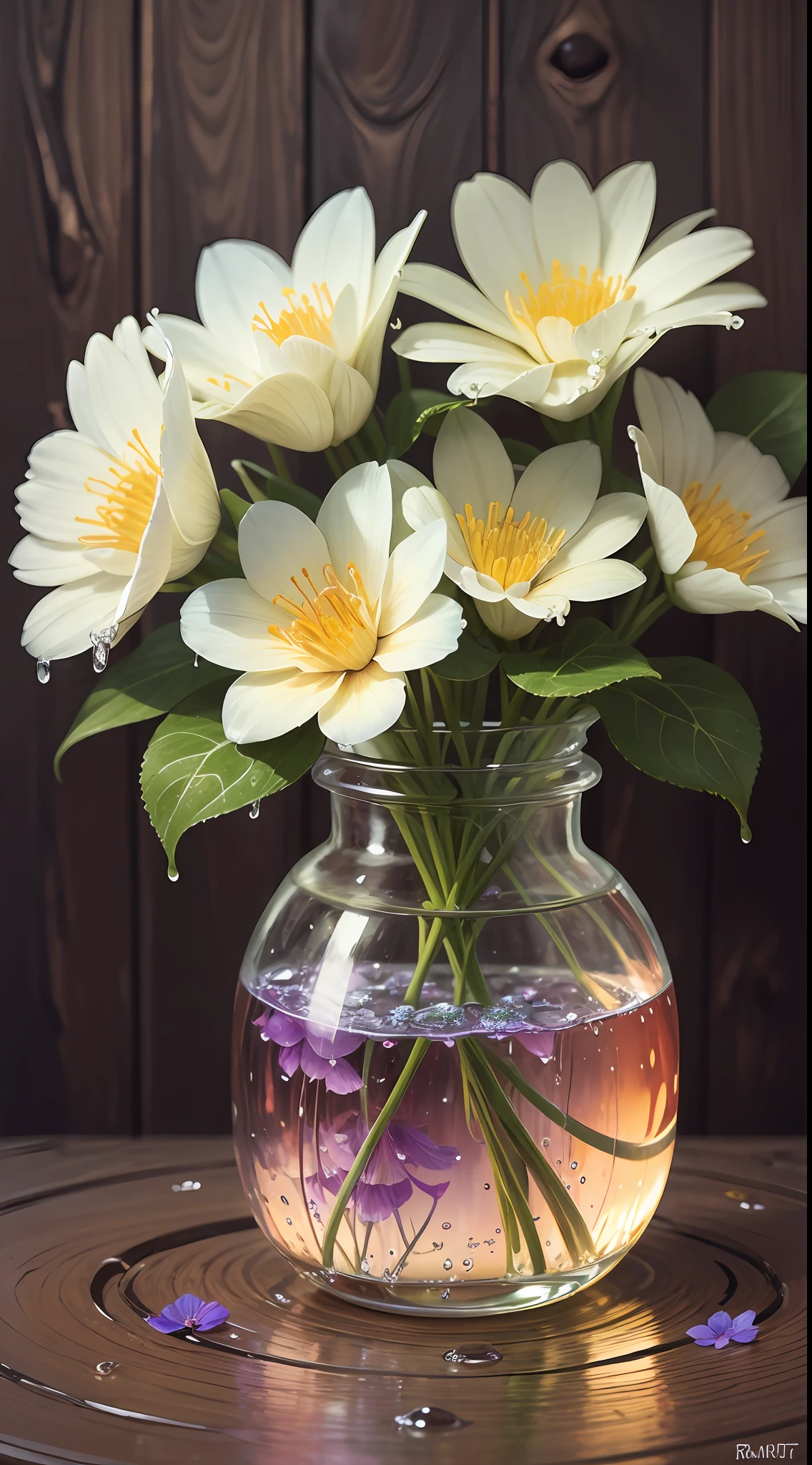 HD water dripping flowers