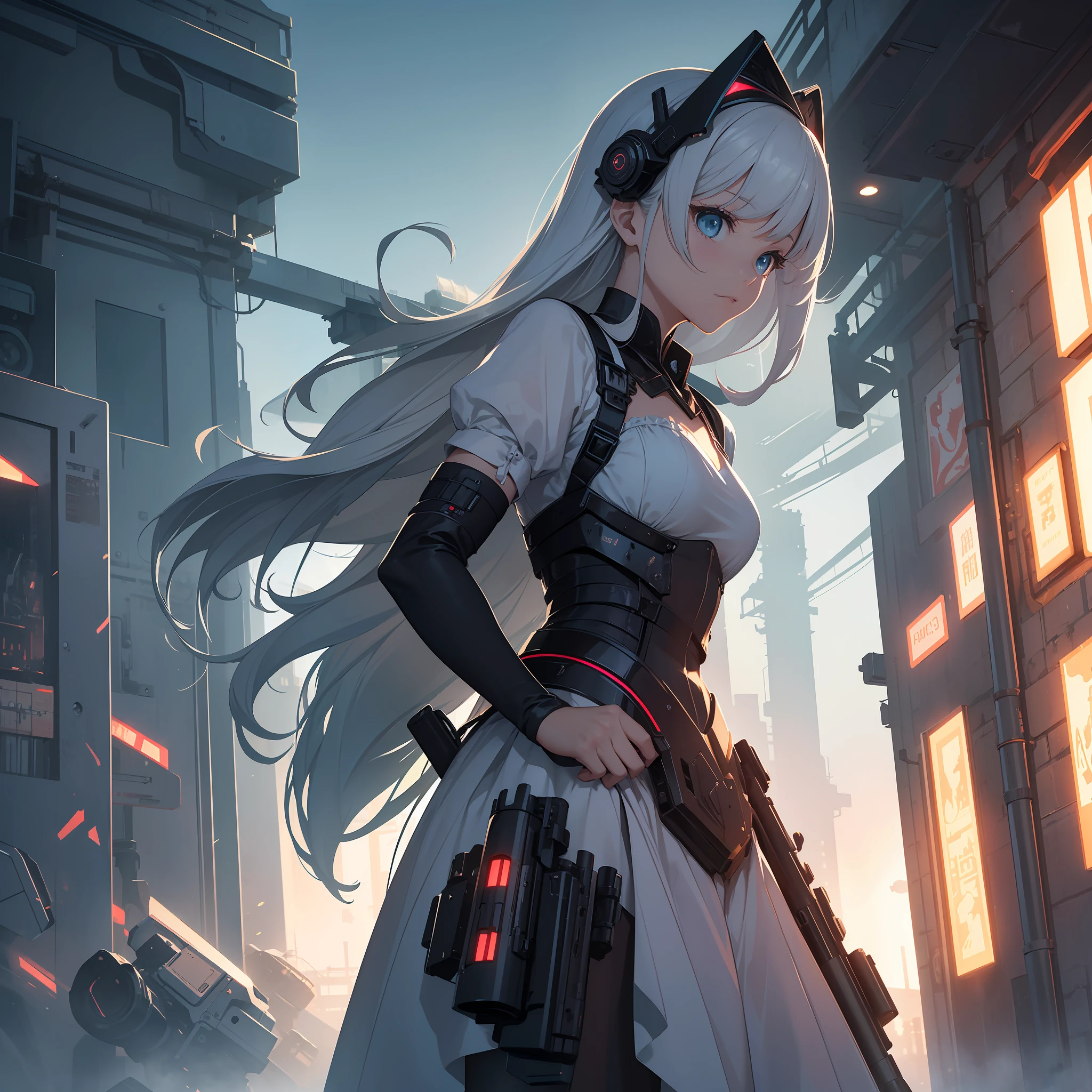 (maids line up)1.4,(Attention to viewer) ,(mechanized maid girl)1.4, (Combat maid squad uniform)1.3,(gun holster)1.3,Cyborgized girl,SF, battle,(extremely delicate and beautiful eys)1.3,(mechanical guns)1.4, outdoors,red brick wall,soft clean focus, realistic lighting and shading, (an extremely delicate and beautiful art)1.3, neon color,elegant,active,dynamism