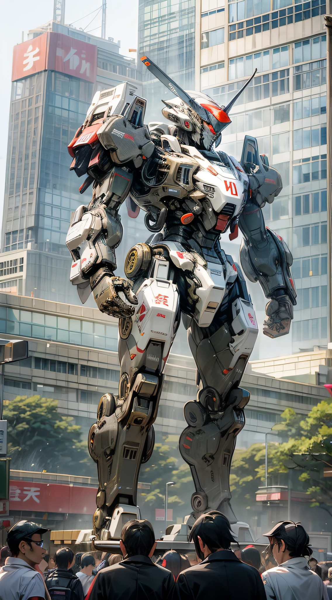 Japan, Tokyo, in front of the National Diet Building, giant robot standing upright --auto --s2