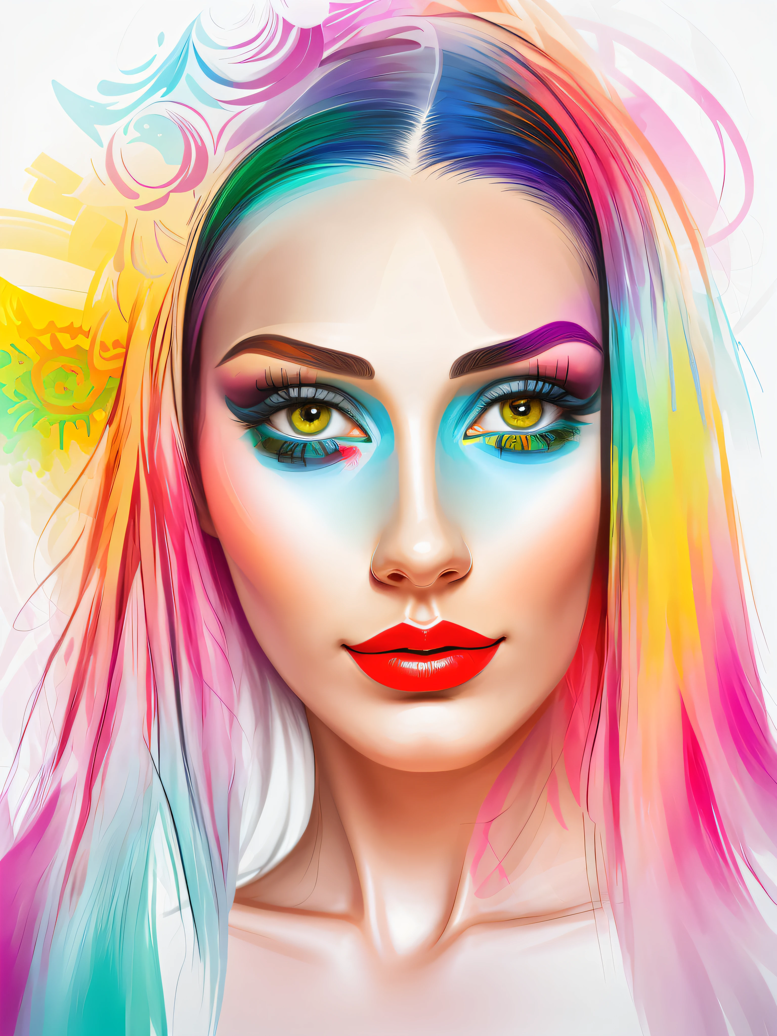 Abstract artwork that uses colorful overlapping shapes. The look should be inspired by the unique painting styles found in cubism with an emphasis on texture and intricate detail including hand - drawn typefaces& organic flourishes around the eyes, cheeks& nose