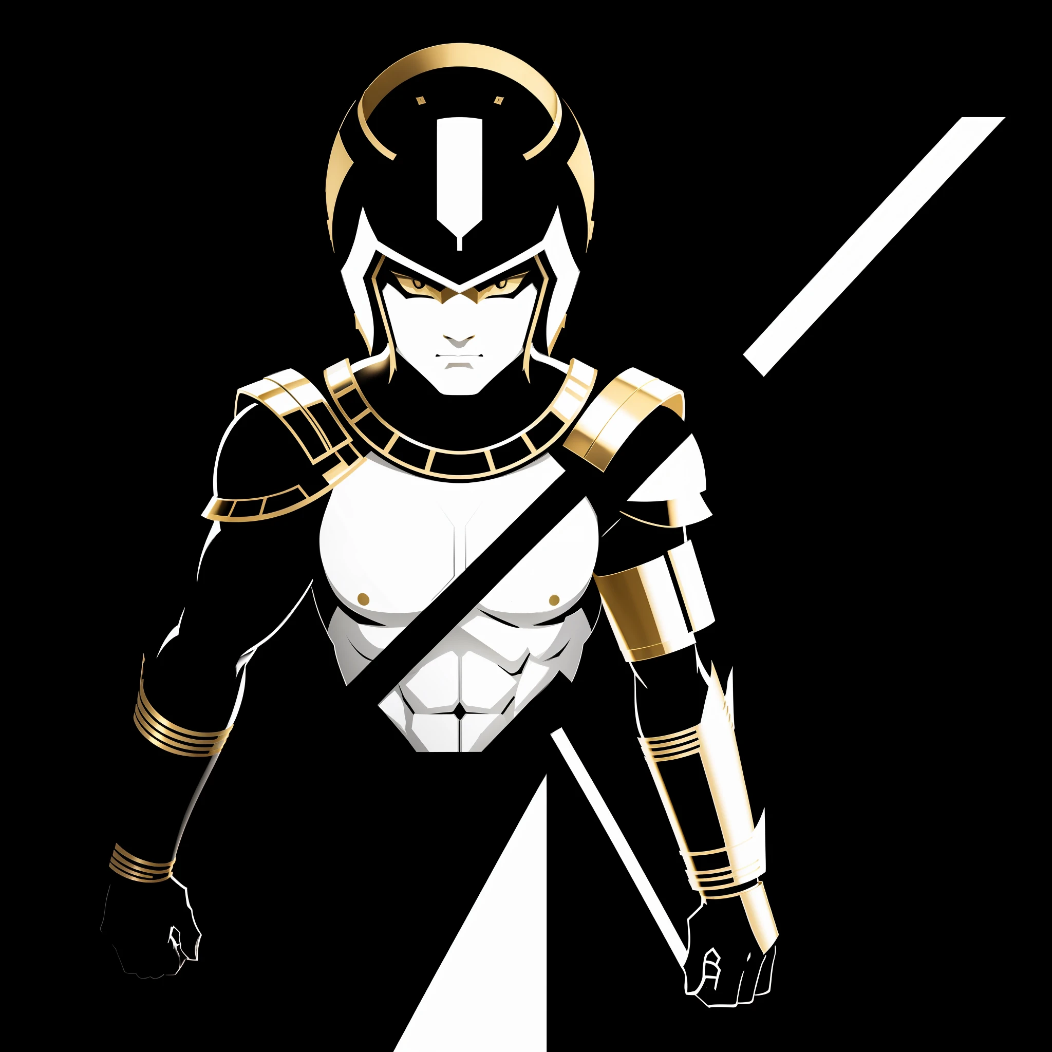 Minimalist design that only uses the black, white and gold color of a Spartan, simple minimalist, without many details