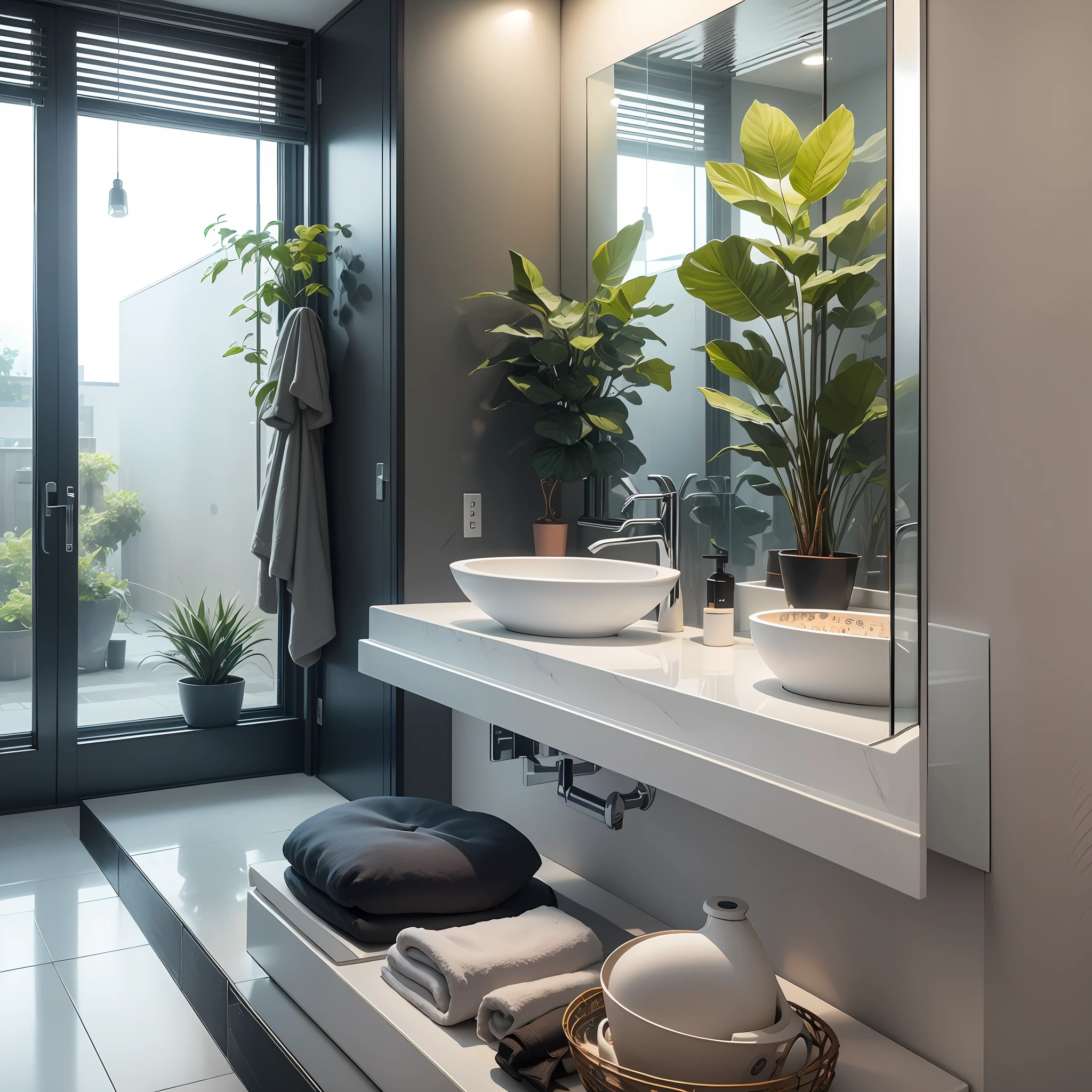 1. Color matching: white as the main color, with black, gray, silver and other modern colors, so that the whole toilet looks simple, clean and full of technology.
2. Space layout: the size of the toilet space is large, so a variety of layout design schemes can be carried out, and can be selected according to the actual situation.
3. Handwashing station design: The handwashing station adopts a modern crystal glass basin with high-grade stainless steel faucets, so that the entire washbasin area is full of technology and high-grade sense.
4. Toilet design: The toilet adopts an intelligent toilet, which has a variety of functions such as automatic induction, seat temperature heating, and automatic flushing, so that users can get a more intimate and comfortable experience.
5. Lighting design: Toilet lighting adopts modern LED lamps, which can be used in different lighting methods according to different needs, such as soft atmosphere lighting, bright reading lighting, etc.
6. Decoration design: Appropriate decoration design can be carried out in the toilet, such as pasting modern wallpaper on the wall, or placing some green plants in the washbasin area to make the whole space more vibrant and vibrant. --auto --s2