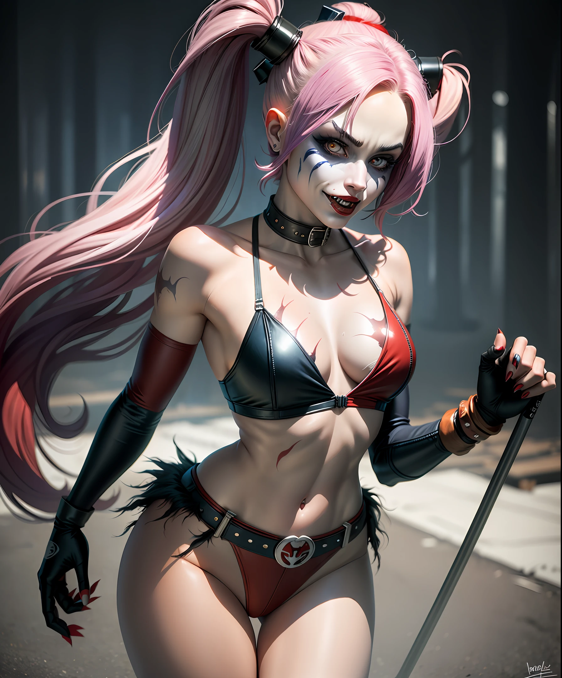 Harley Quinn transforming into a werewolf