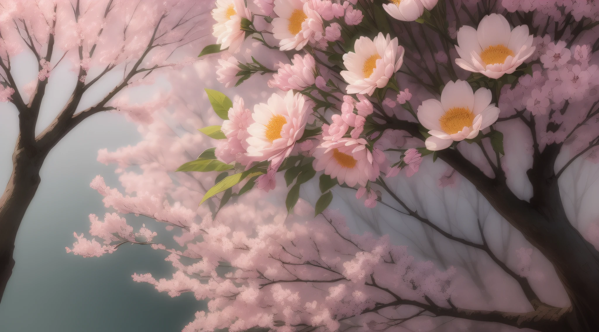 Design a captivating wallpaper that celebrates the beauty found in simplicity and nature. Imagine a serene scene inspired by the breathtaking charm of a tranquil garden. Create a composition that exudes calmness and harmony. Picture a graceful cherry blossom tree in full bloom, its delicate pink petals gently cascading downwards. Surround the tree with a lush carpet of vibrant green grass and an array of colorful flowers, such as dainty daisies, elegant tulips, or cheerful sunflowers. Incorporate elements of soft sunlight filtering through the branches, casting gentle shadows on the ground. Add a sense of movement with a subtle breeze, causing the flowers to sway ever so slightly. Experiment with a gentle color palette, using soft pastels to evoke a sense of serenity. Consider adding small touches like fluttering butterflies or hummingbirds, bringing life and energy to the scene. Pay attention to the intricate details of the flowers, capturing the delicate texture of petals and the intricate patterns of leaves. Let your creativity blossom as you design a wallpaper that showcases the beauty of nature, allowing viewers to bring a touch of tranquility and natural elegance into their space.