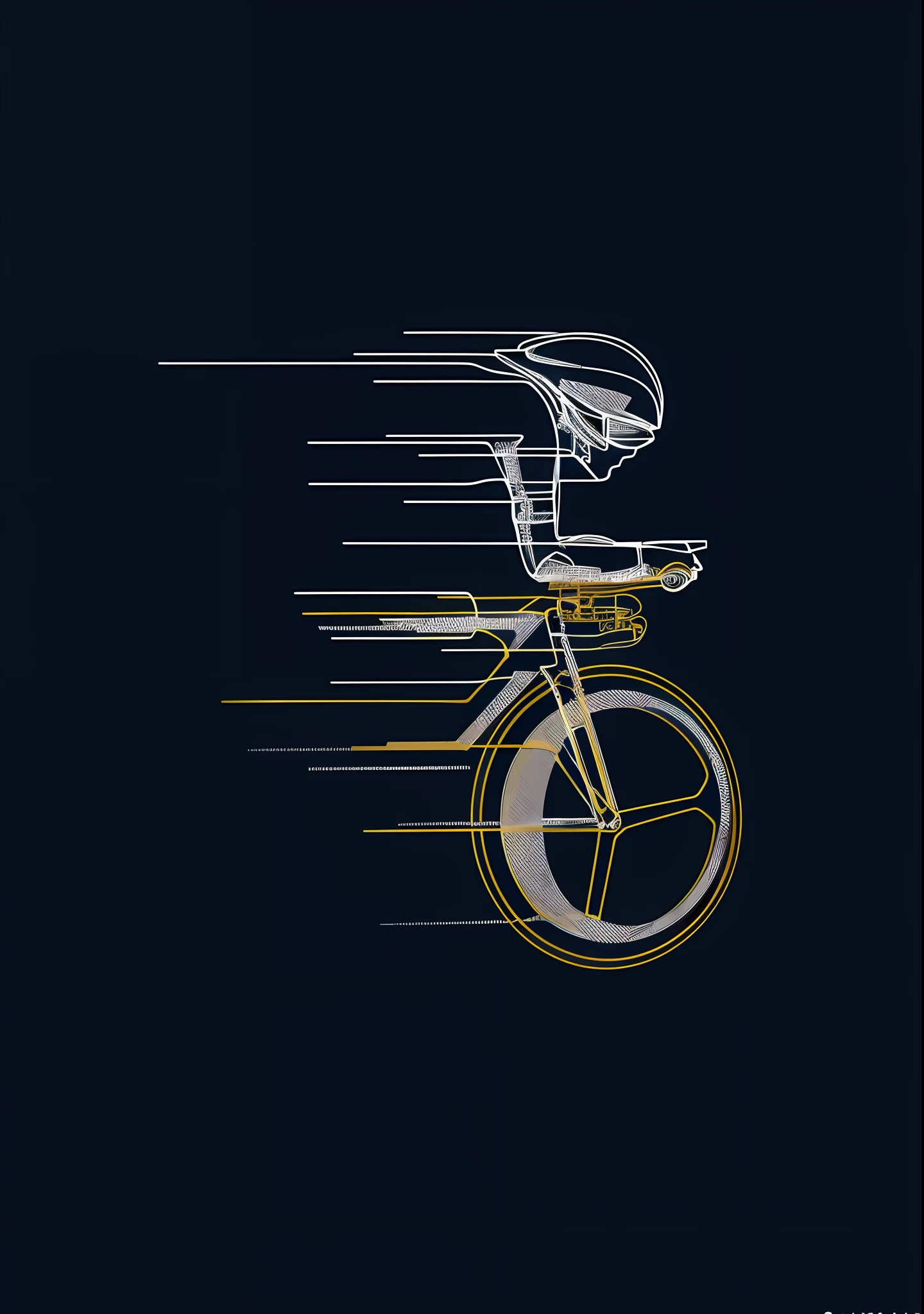 Arafard image of man riding a bike with helmet, fast, bicycle, fast movement, cyclist, speed, high speed movement, vector line - art style, cycles4d rendering, simple illustration, hd illustration, bicycle in background, speed blur, linear illustration, minimalist illustration, loop 3d rendering, perfect detail, reduced minimum illustration Full character --auto --s2