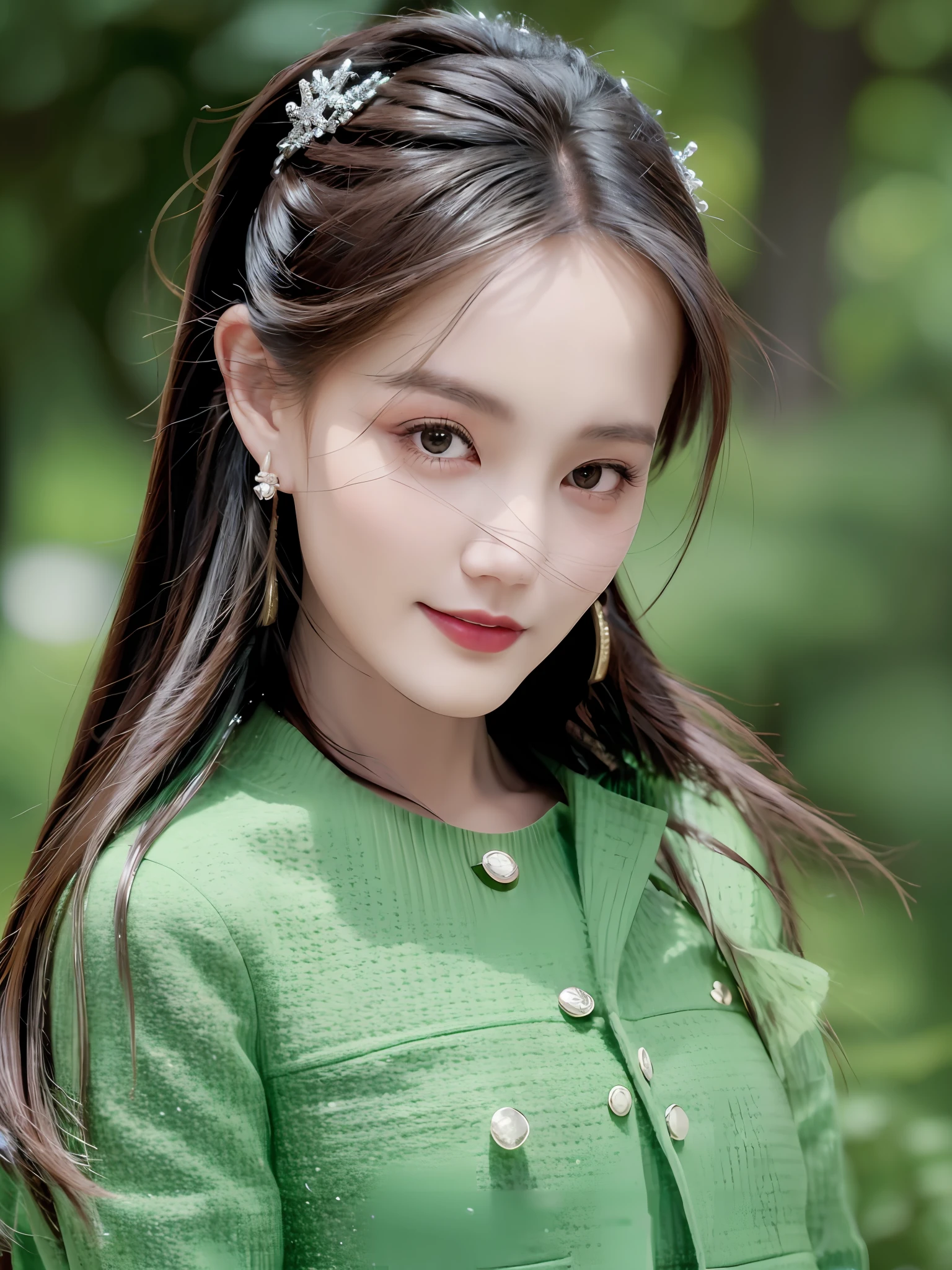 jewelry, solo, earrings, necklace, brunette hair, smile, single bun, (formal:1.6), reality, bun, bracelet, grin, ulzzang-6500v1.1, (original: 1.2), (reality: 1.3) , beautiful girl with beautiful details, extremely detailed eyes and face, eyes with beautiful details, ridiculous, incredibly ridiculous, huge file size, ultra detail, high resolution, super detailed, best quality, masterpiece, Illustrations, super detailed and beautiful, super detailed, CG, unity, 8k wallpaper, stunning, fine details, masterpiece, top quality, official art, extremely detailed CG Unity 8k wallpaper, cinematic lights, (perfect shiny skin: 0.6), slender and smooth lines, (floating), (small breasts: 1), earrings, two pronounced angel wings, far view, do not show hands, wear very expensive clothes