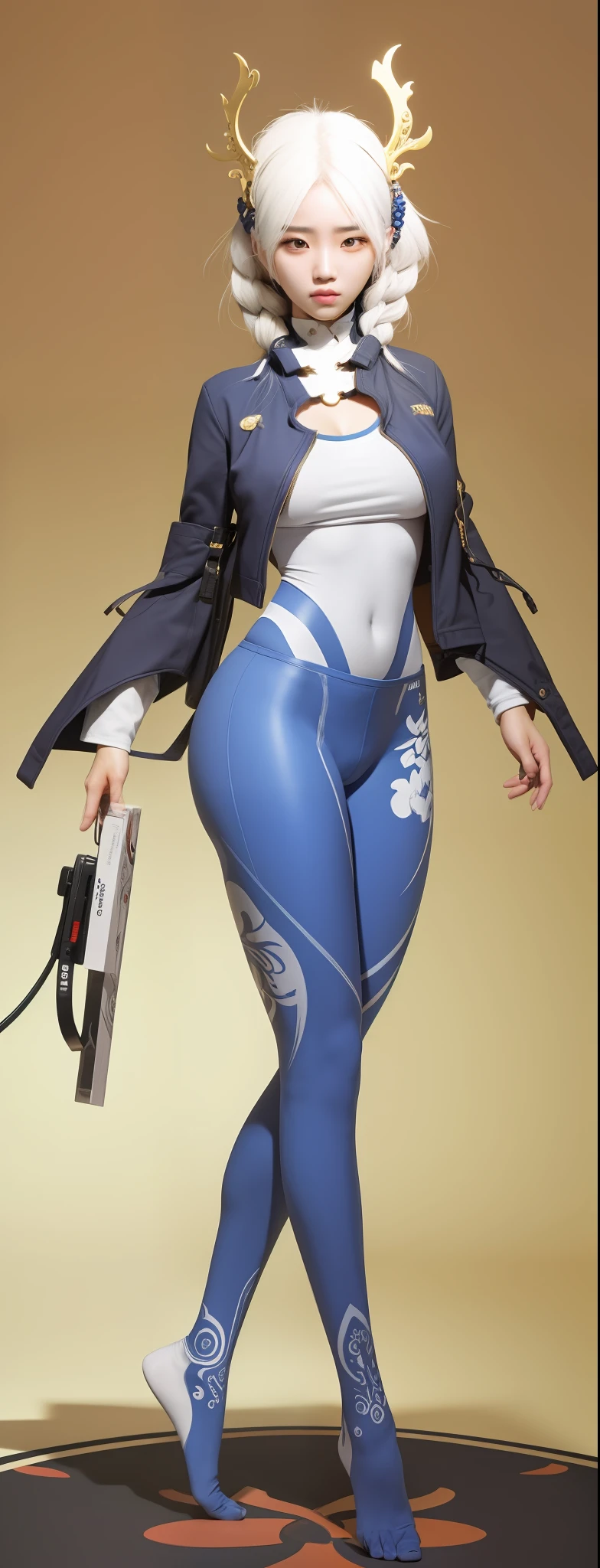An Idol k-pop face, cute face, sexy girl, braid hair, intricate face details, detailed face, detailed eyes, golden ratio face, big breasts, big butt, big hip, big thighs, iricate hands, intricate feets, full body, 64K, UHD, global illumination, high quality, high detailed, hyper detailed, extremely detailed, photo realistic, ultra realistic, art photo, clarify the details, detailed parts body, intricate artwork masterpiece, trending on artstation, tight clothes, holding fan