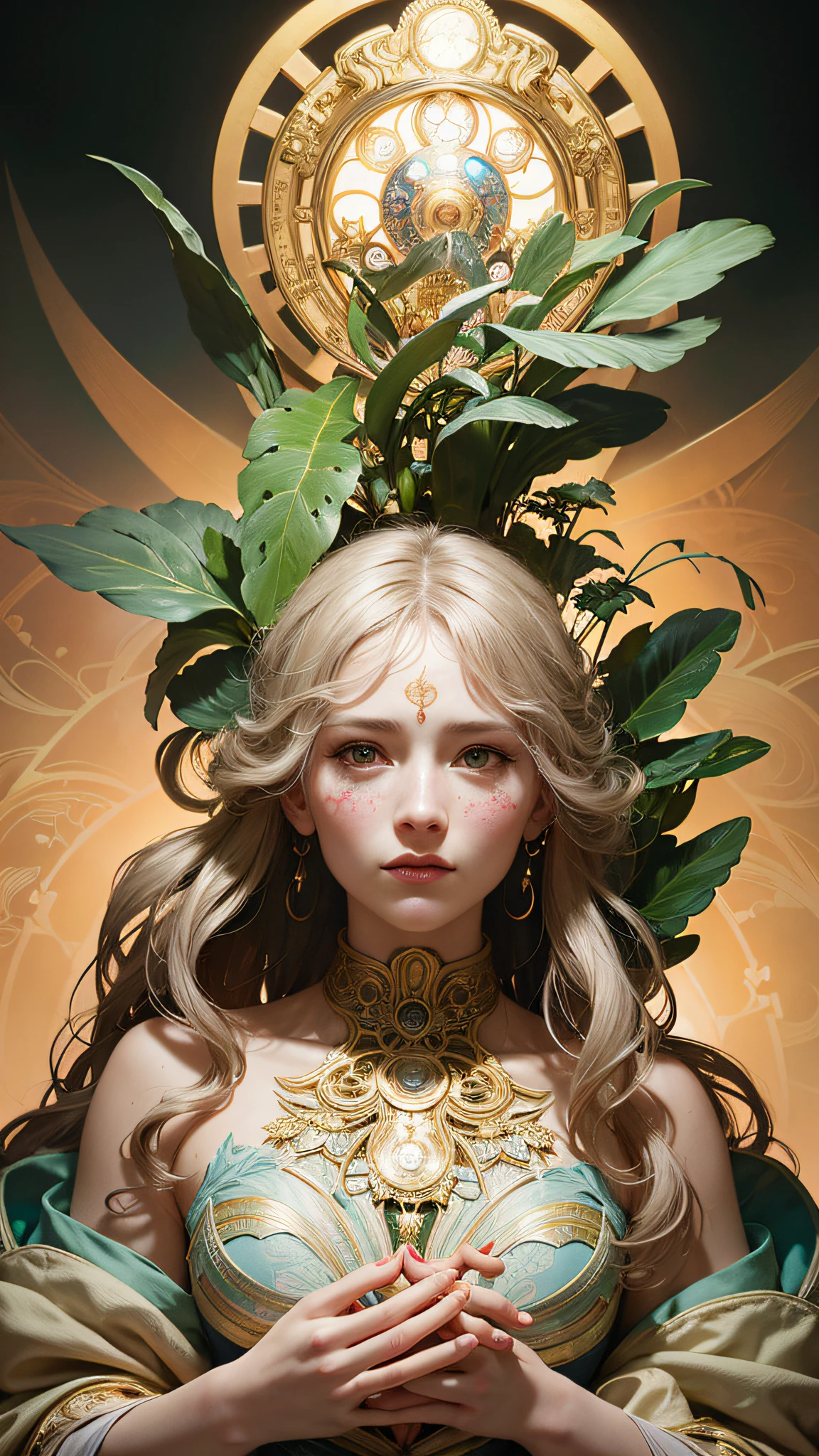portrait of the most beautiful form of chaos, elegant, a brutalist designed, vivid colours, romanticism, by james jean, roby dwi antono, ross tran, francis bacon, michal mraz, adrian ghenie, petra cortright, gerhard richter, takato yamamoto, ashley wood, atmospheric, trending on artstation. 8 k masterpiece. (alphonse mucha style:1.2), 3d render, cgi, symetrical, octane render, 35mm, bokeh, 9:16, (intricate details:1.12), hdr, (intricate details, hyperdetailed:1.15), (natural skin texture, hyperrealism, soft light, sharp:1.5), rimlight, low, glowing