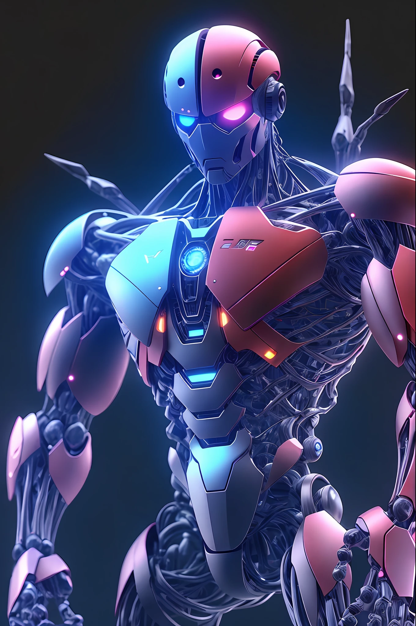 Male, AI robot, frontal, virtual sci-fi, cybernetic eye, SC3PT4 style