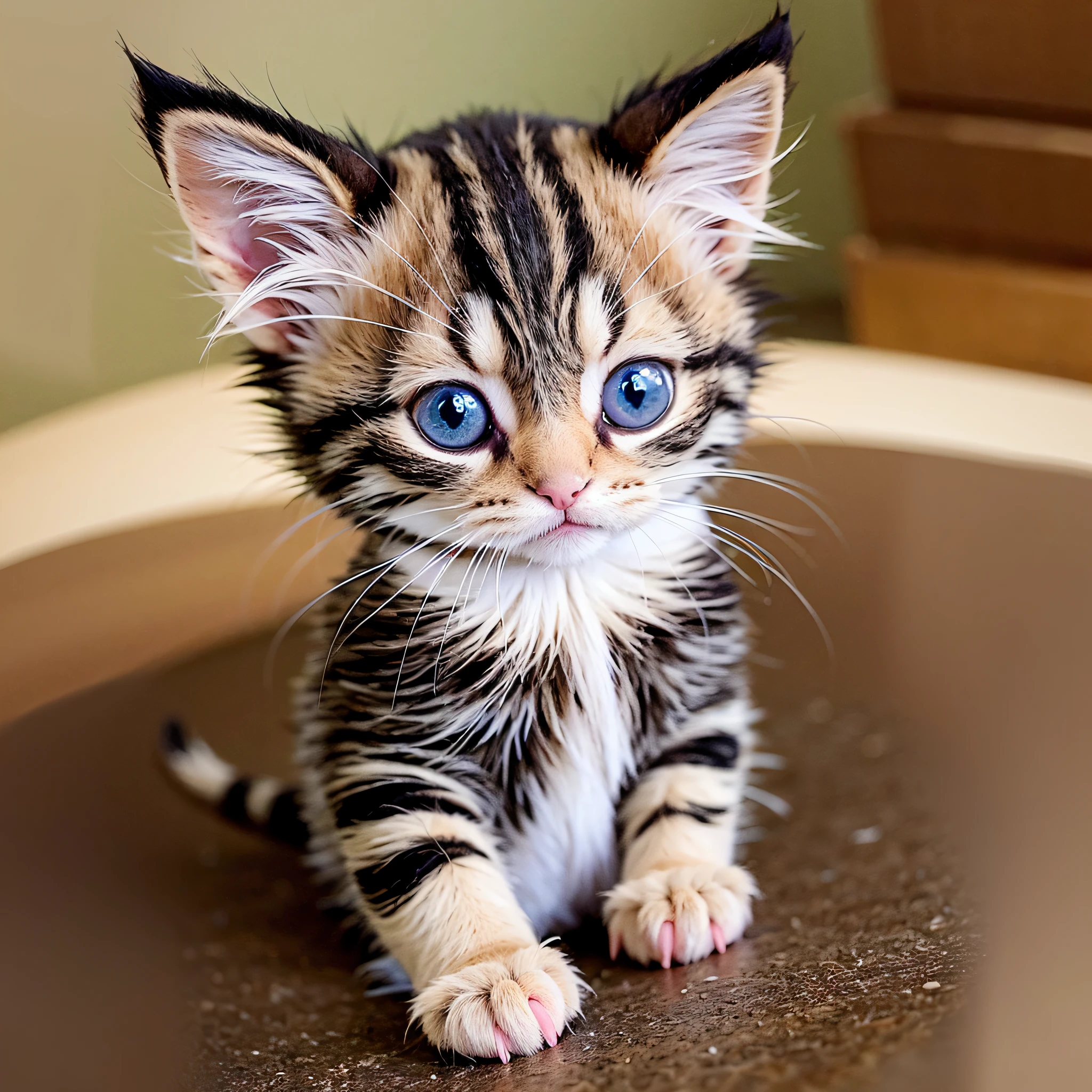 a small kitten sitting on a person's hand