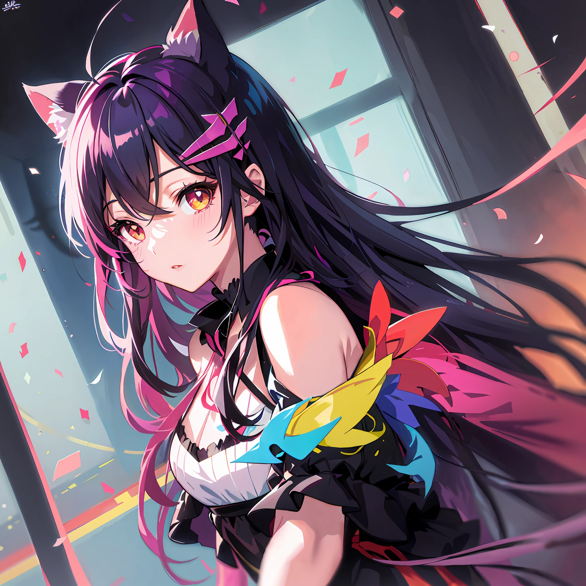 anime girl with long black hair and cat ears in a room, anime moe artstyle, very beautiful anime cat girl, beautiful anime catgirl, anime girl with cat ears, anime style 4 k, (anime girl), cute anime catgirl, beautiful anime girl, high quality anime artstyle, anime art wallpaper 8 k, anime art wallpaper 4 k
