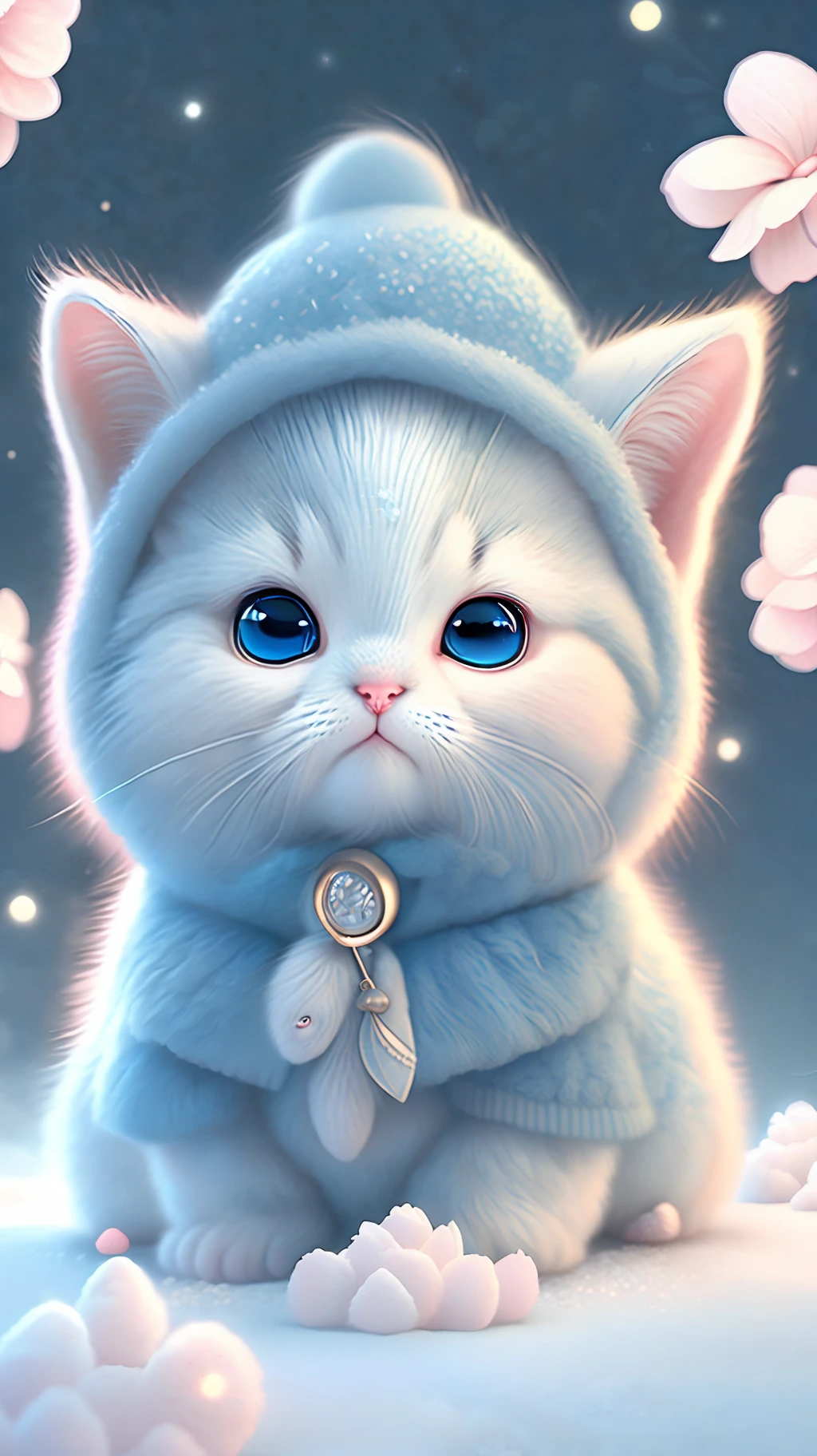 In this ultra-detailed CG art, cute kittens surrounded by ethereal roses, laughter, best quality, high resolution, intricate details, fantasy, cute animals, open mouths, laugh!!