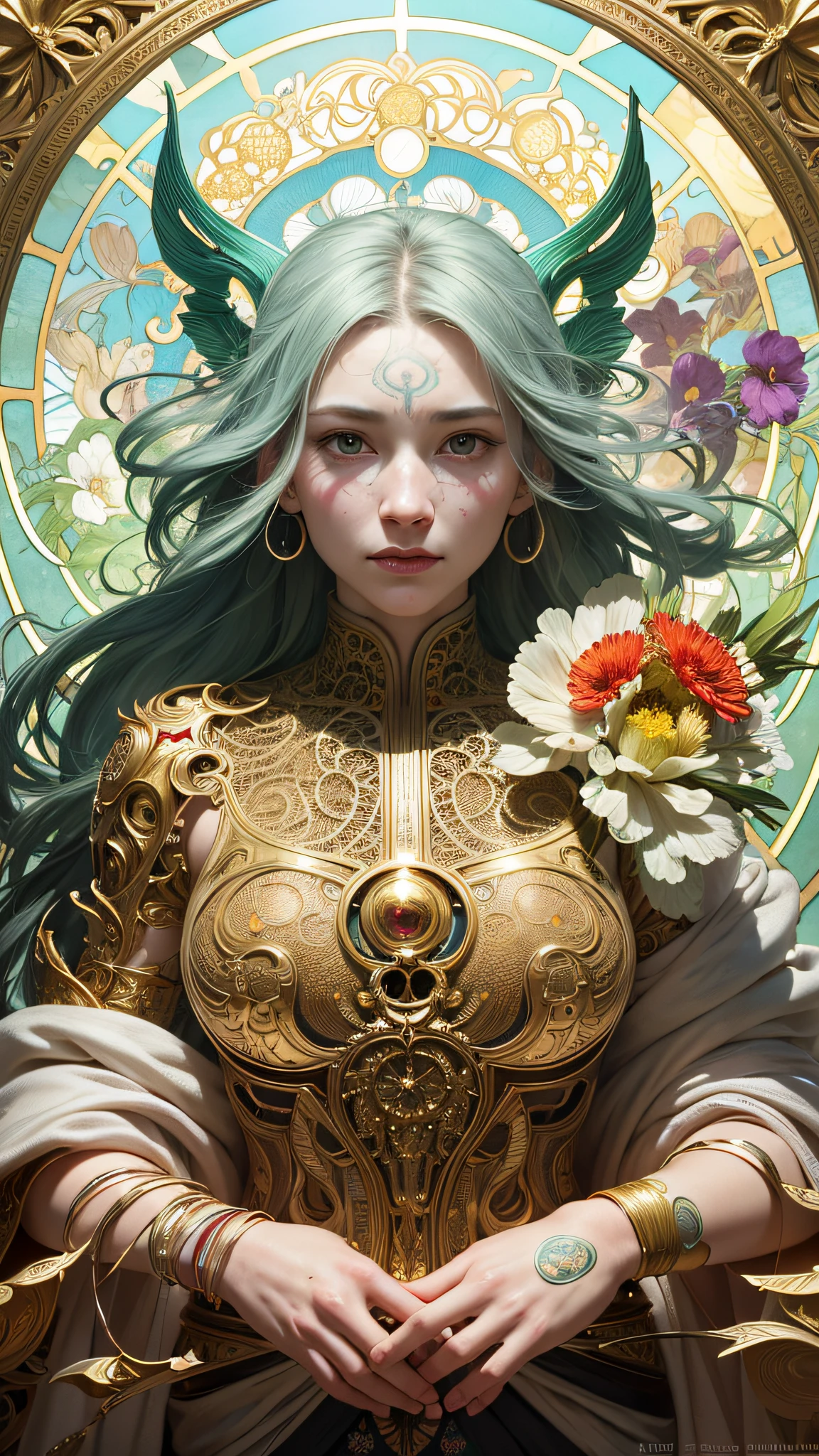 portrait of the most beautiful form of chaos, elegant, a brutalist designed, vivid colours, romanticism, by james jean, roby dwi antono, ross tran, francis bacon, michal mraz, adrian ghenie, petra cortright, gerhard richter, takato yamamoto, ashley wood, atmospheric, trending on artstation. 8 k masterpiece. (alphonse mucha style:1.2), 3d render, cgi, symetrical, octane render, 35mm, bokeh, 9:16, (intricate details:1.12), hdr, (intricate details, hyperdetailed:1.15), (natural skin texture, hyperrealism, soft light, sharp:1.5), rimlight, low, glowing