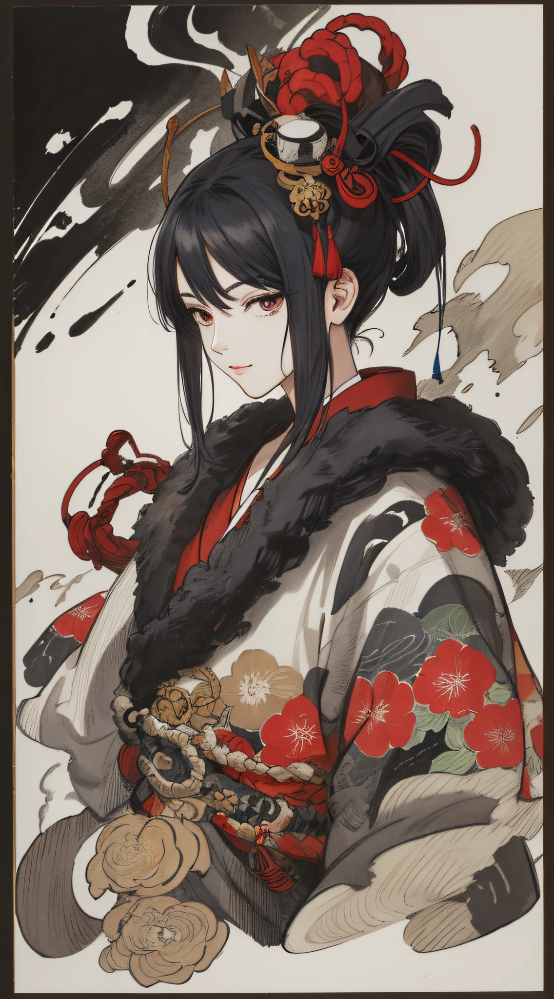 (masterpiece, top quality, high resolution: 1.4), detail, UHD, mechanized, line art, artgerm portrait, ink splash, ink painting, ukiyo-e, highlight, excellent lighting, most amazing effect,