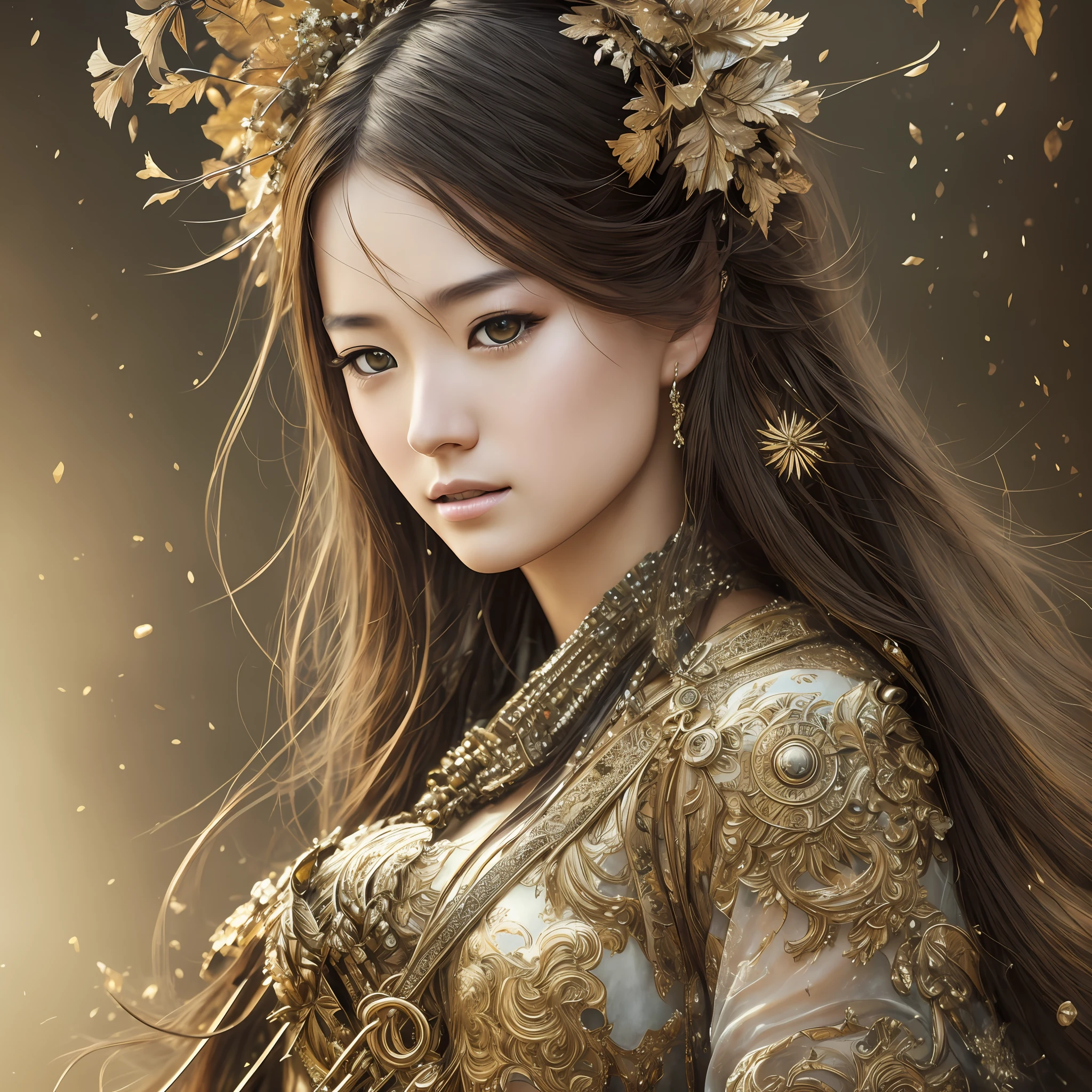 medium full shot Japanese princess,realistic,RAW photo,8K UHD,master piece,best quality,photorealistic,perfect facial features,detailed skin,cinematic, detailed symmetric beautiful hazel eyes, detailed gorgeous face, dynamic pose, in the style of artists like Russ Mills, Darek Zabrocki, Ivan laliashvili, Jean-Baptiste Monge. perfect shading, with dramatic lighting. The artwork should be centered, stylized, and elaborate. TanvirTamim. rendered in 8K resolution for high-quality detail, artstation, concept art, smooth, sharp focus, highly detailed, soft natural volumetric cinematic perfect light, intricate artwork masterpiece --auto --s2