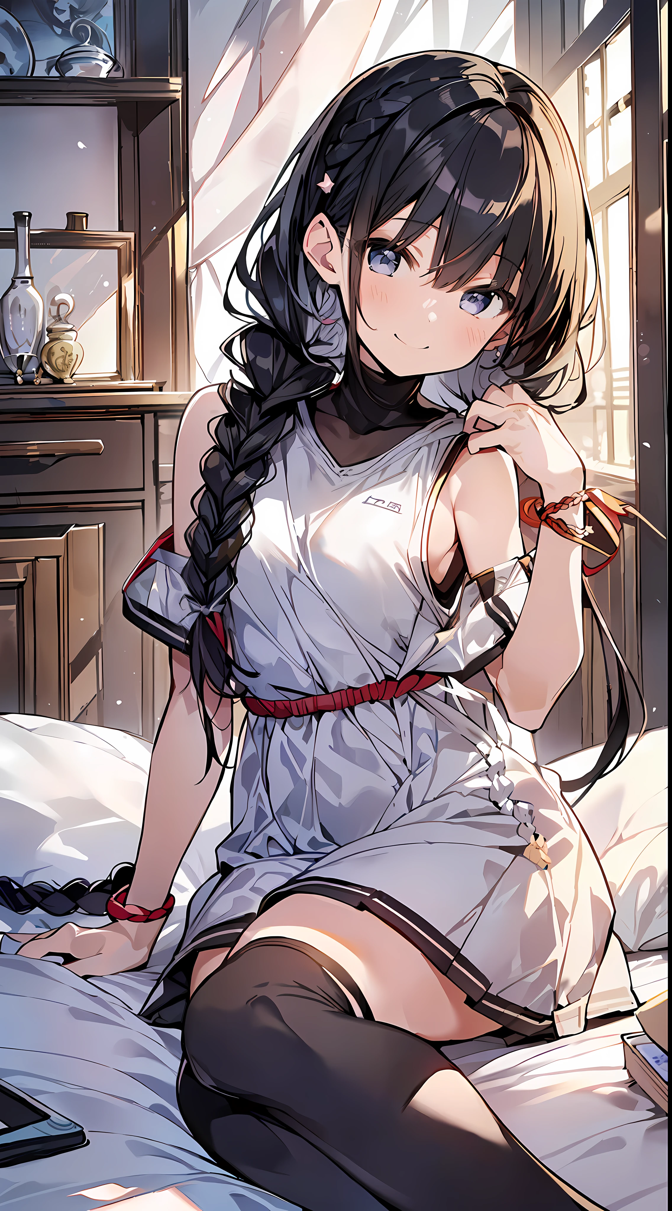 (Incredibly Absurdres Absolutely Resolution: 1.5), Top Quality, Masterpiece, Ultra High Resolution, 8k, (Workout Wear), Shojo Manga Style, , Mini Character, SD Chara, Soft Line Art, Digital Enhancement, Shojo Manga Touch, Shojo Manga Core, (((Hair length to shoulder)))), (((Short braid)) ), soft drawing, beautiful black hair, clear eyes, (((gentle smile)), ultra-detailed digital anime art, clear face depiction, ultra-detailed shoujo manga character art, clear facial features, manga style, top quality colors, foot-down angle, entangle, beautiful and aesthetic: 1.5, high quality: 1.3