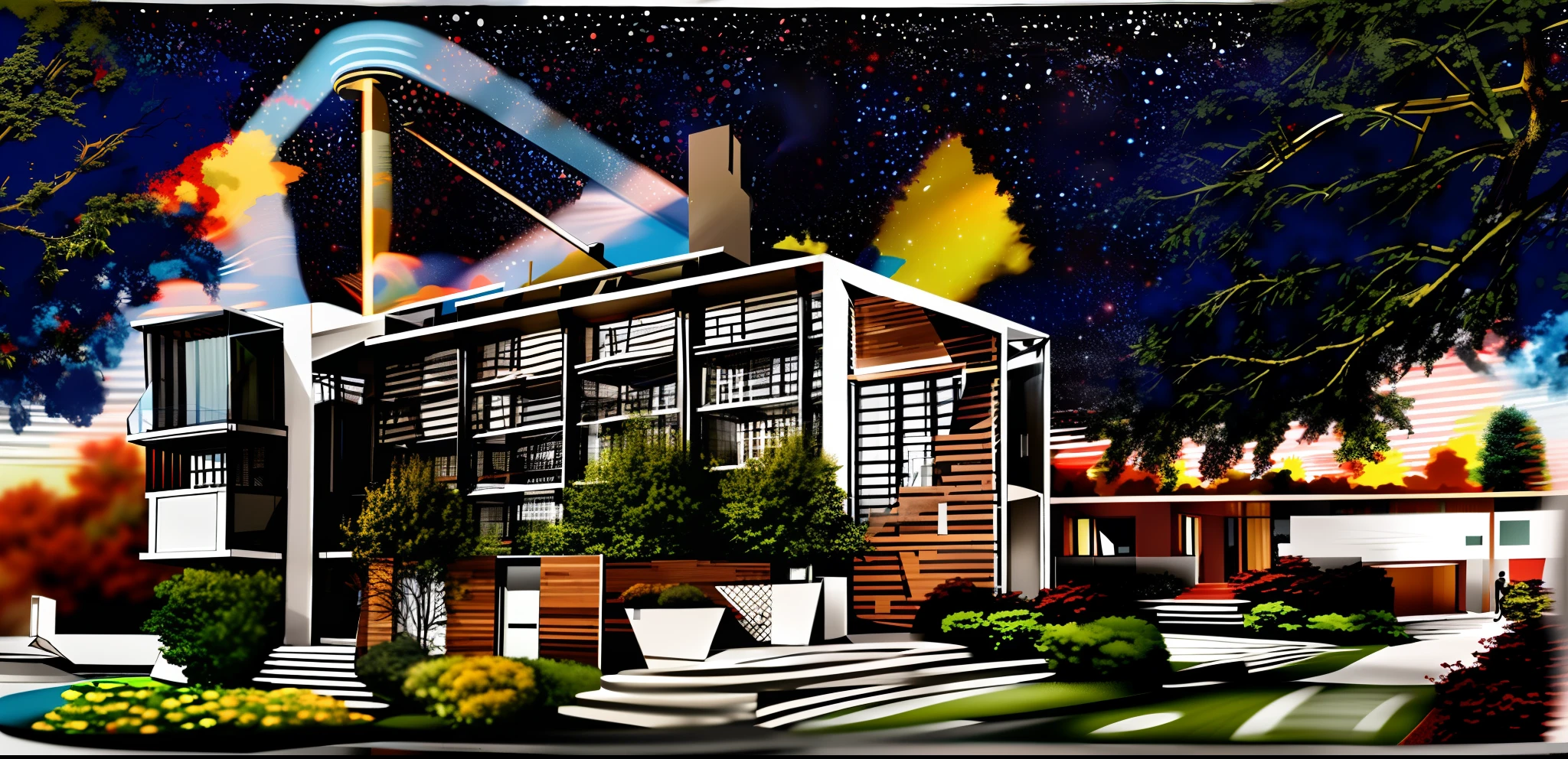 sketch of rietveld house, utrecht