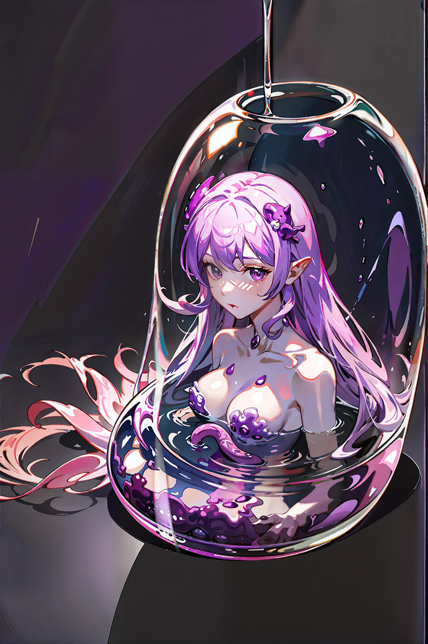 Jelly toys, jelly body, jelly girl, jelly carving, jelly figures, jelly tentacles, purple jelly material, all purple jelly skin, purple jelly transparent,