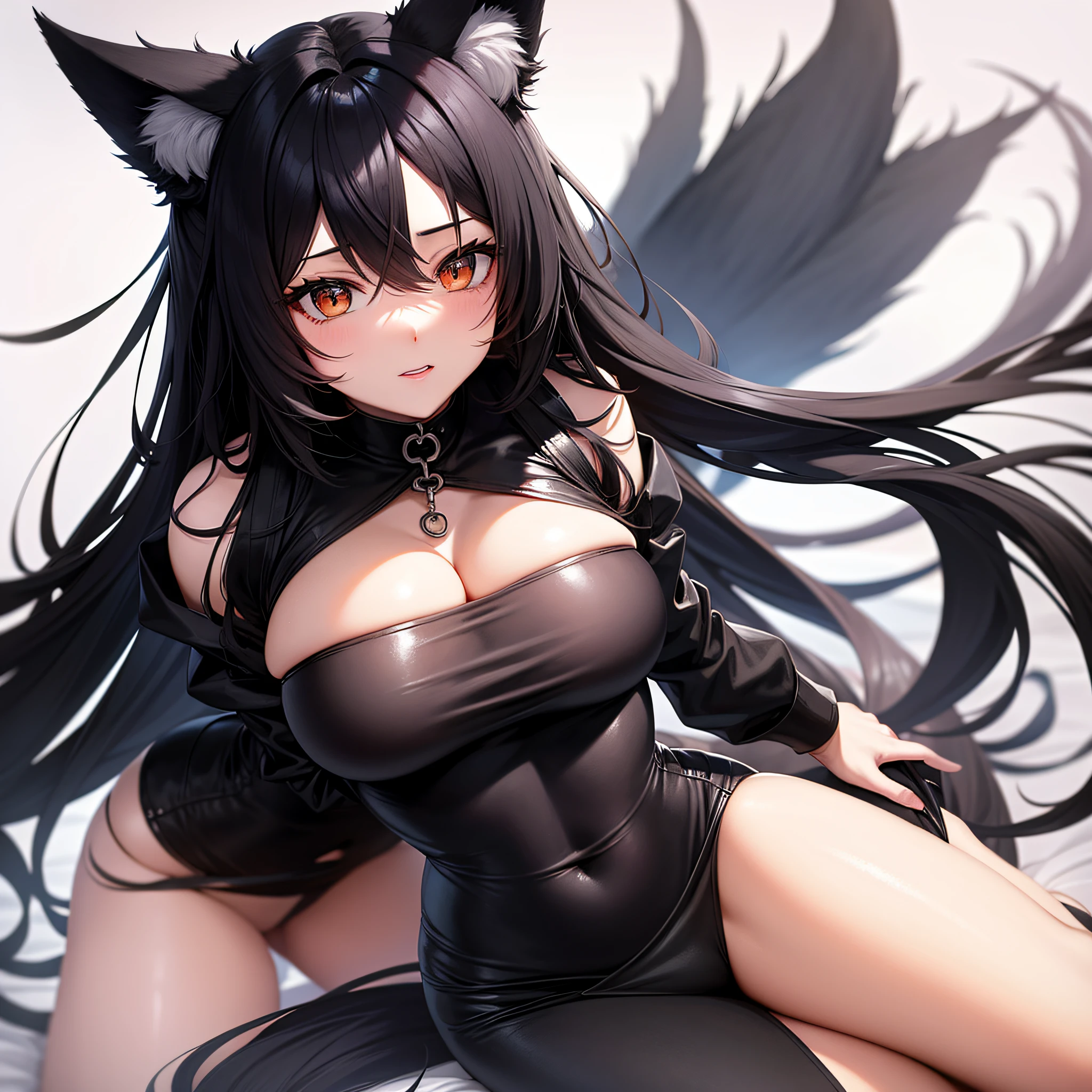 an anime heaviness with black hair fox orehas