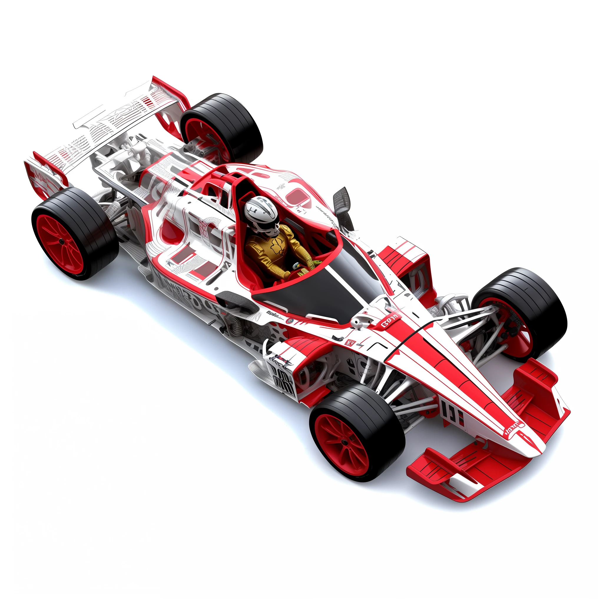 Toy racing close-up with skull on front, intricate detailed racing car, Formula 1, racing car, racing car, F 1/4, F 1/3, F11:6, F11:10, red mechanical body, with 3 D rendering, with 3D rendering, F 1,300 dpi, rich detail