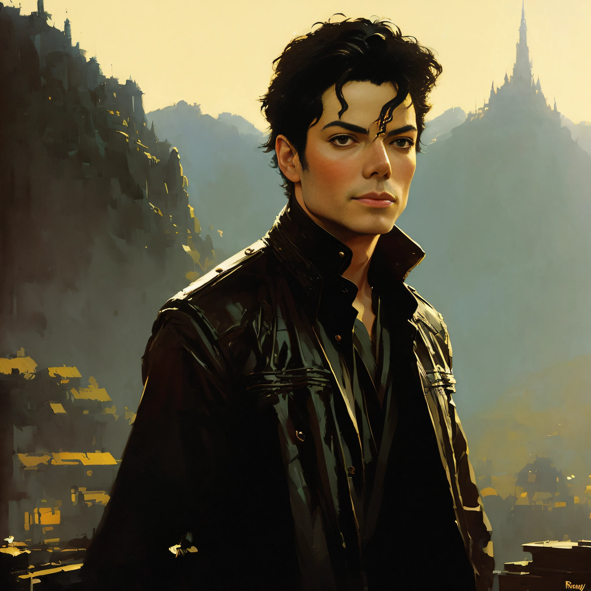 Michael Jackson, VHS Effect, (Poster: 1.2), Poster on the Wall, Nostalgia, Movie Poster, (Skin Texture), Intricate Detail, Fine Detail, Hyperdetail, Ray Tracing, Subsurface Scattering, Diffuse Soft Light, Shallow Depth of Field, (Oliver Wetter) Ed Blinkey, Atey Ghailan, Studio Ghibli's Professional Majestic Oil Painting, Jeremy Mann, Greg Manchess, Antonio Moro by (greg rutkowski:1.4), bokeh