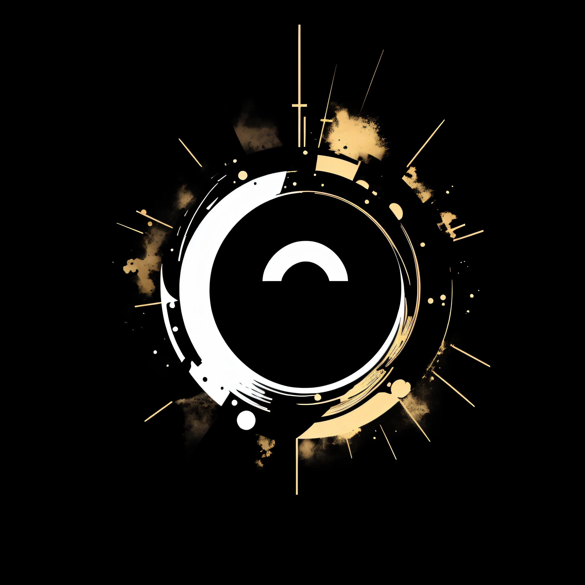 Minimalist design, only use the color ((black, white and gold)), about ((ONE EYE), simple, simple, minimalist, without many details, abstract, brief, essential.