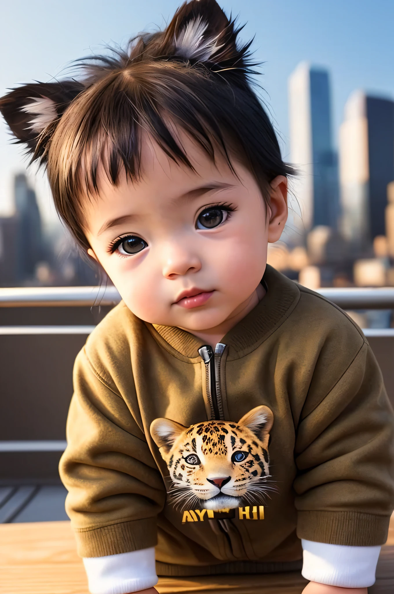 3  girl, a cute Kawaii miniature super realistic little jaguar, wearing hip hop costume, city background. Wide Full Body, 8K, Cinematography, Realism, Epic Composition Unreal Engine, Cinematic, Color Grading, Portrait Photography, Ultra Wide Angle, Depth of Field, Ultra Detail_SamDoesArt2_, Realism, Realism, Best Quality, Ultra High Resolution, Beautiful, Masterpiece, Best Quality, Perfect Lighting, Best Quality, Ultra High Resolution, Realistic Photos, Super Detail, Masterpiece, Best Quality,