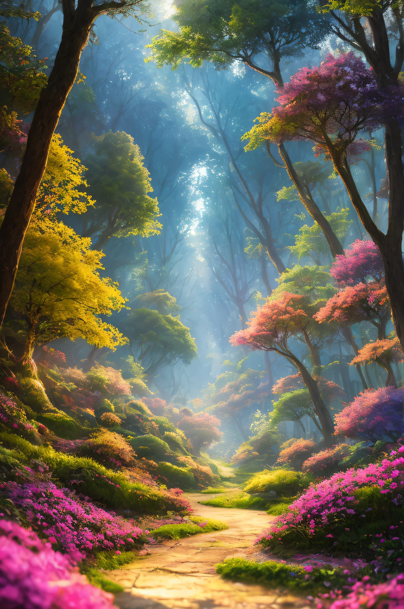 masterpiece, best quality, high quality,extremely detailed CG unity 8k wallpaper, An enchanting and dreamy scene of a fantasy forest, with towering trees, glowing mushrooms, and hidden fairy glens, creating a sense of mystique and enchantment, artstation, digital illustration, intricate, trending, pastel colors, oil paiting, award winning photography, Bokeh, Depth of Field, HDR, bloom, Chromatic Aberration ,Photorealistic,extremely detailed, trending on artstation, trending on CGsociety, Intricate, High Detail, dramatic, art by midjourney