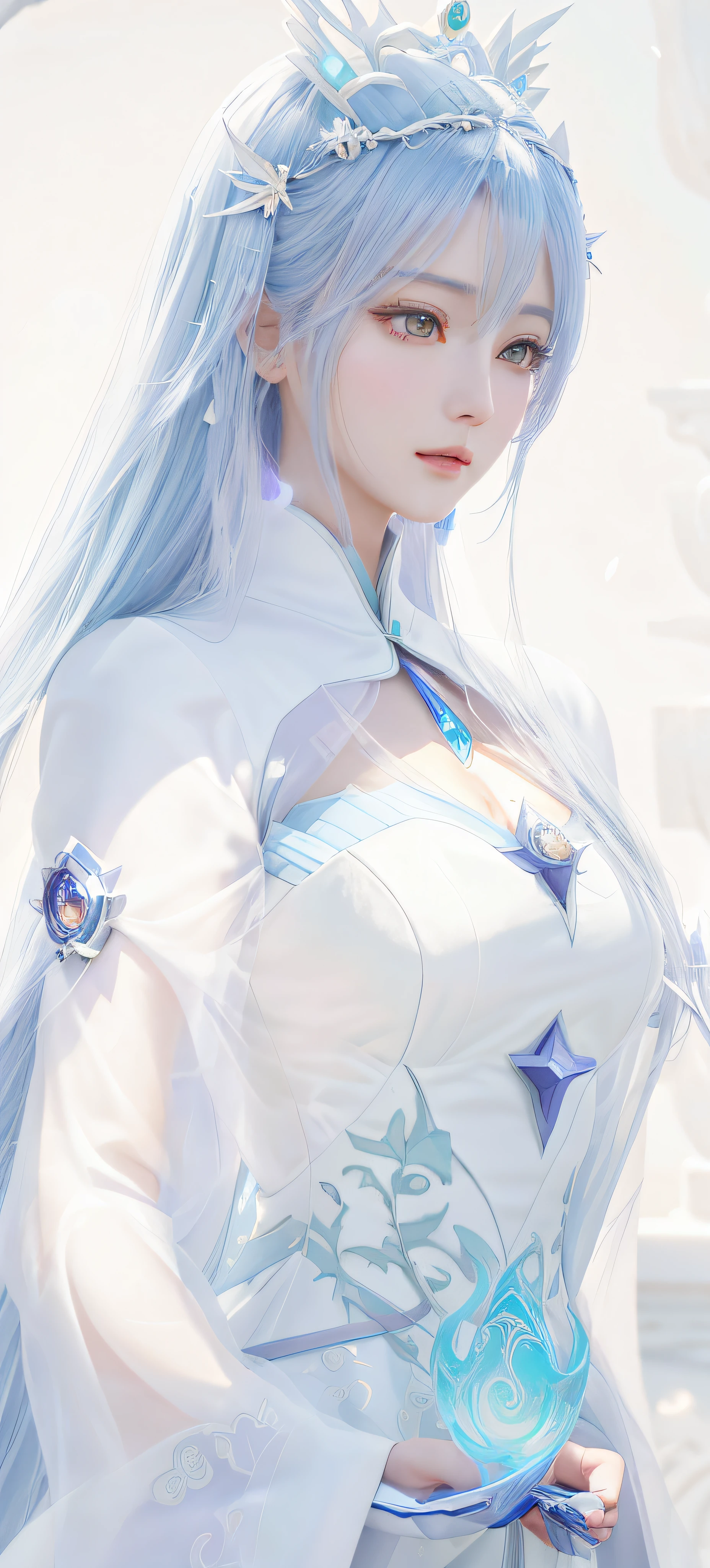 anime - style image of a woman in a white dress with long hair, full body xianxia, goddess. extremely high detail, trending on cgstation, irelia from league of legends, beautiful celestial mage, 8k high quality detailed art, irelia, astral witch clothes, highly detailed exquisite fanart, smooth anime cg art, extremely detailed goddess shot