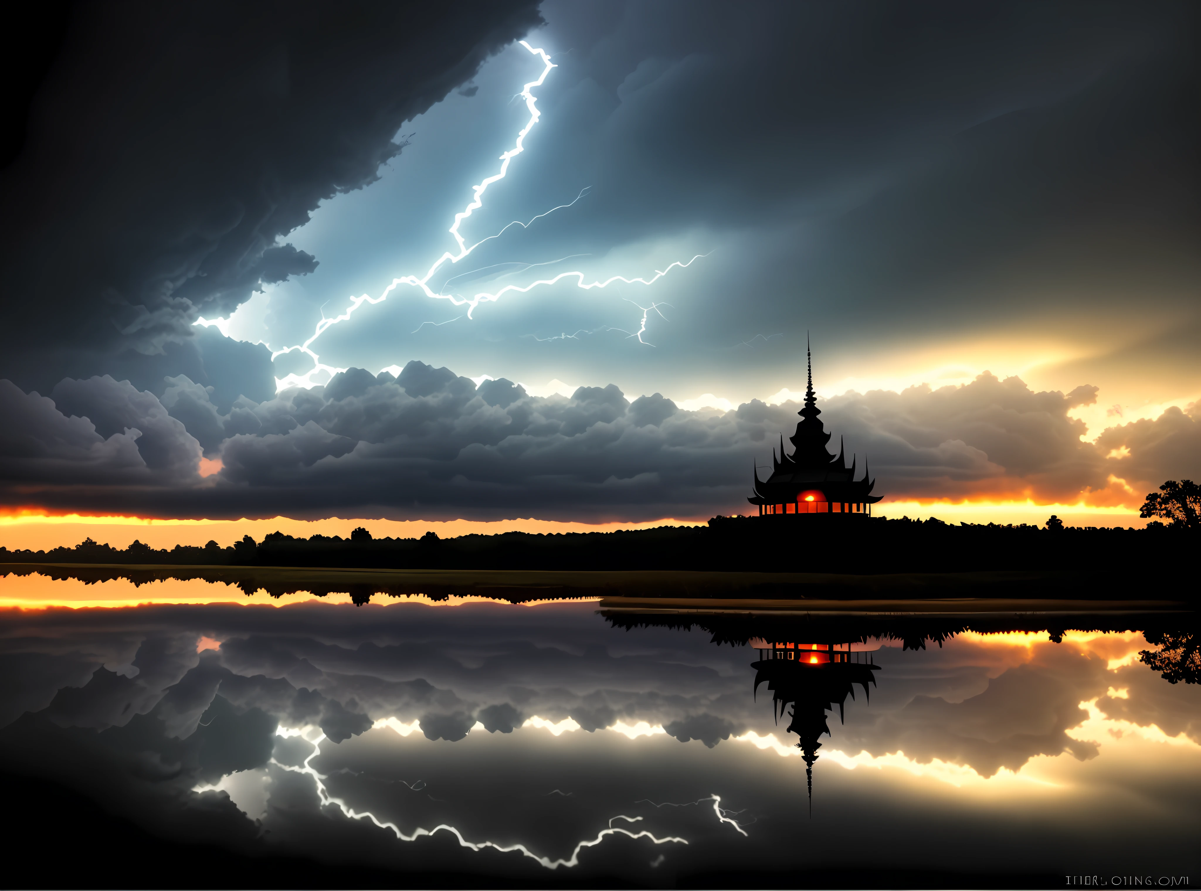 DRAGON IN THE SKY, DARK, CLOUDS, THUNDER, LIGHTNING