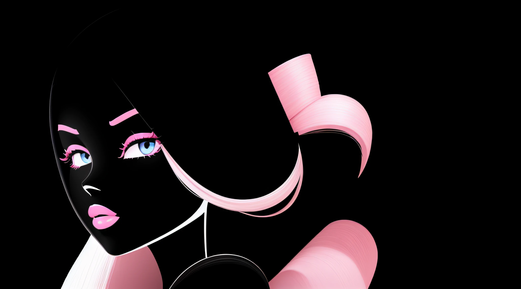 Minimalist design, ONLY COLORS THAT ARE USED ARE ((black, white and pink )), about ((BARBIE)), simple, simple, minimalist, without many details, abstract, brief, essential.
