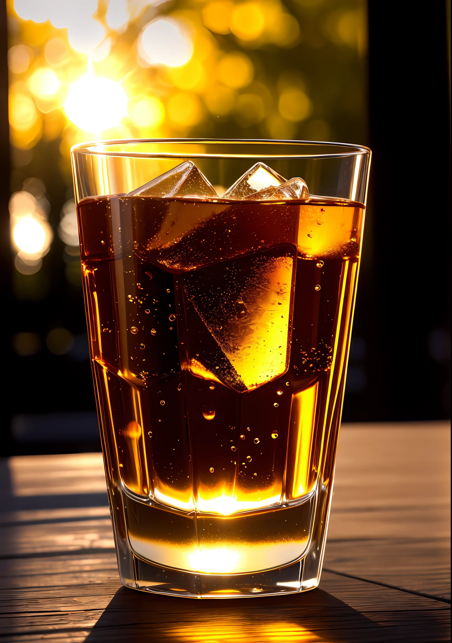 Carbonated whiskey, translucent liquid, clear ice cubes, bubbles, delicate and beautiful tumbler of baccarat, outdoor lighting at noon, outdoors, nature background, summer day, hot weather, high detail, high brightness, wet watermark, excessive detail, surrealism, soft light, shining sun and sunset, , diffused soft light, shallow depth of field, sharp focus, bokeke effect, light tracking, Subsurface scattering, Complex soft light, Diffuse soft light, High definition glass reflection, Ultra thin (ultra thin, ultra detail), Cinematic, Surrealism, Hardware, Top quality, Ultra high definition (Photorealism: 1.4), High resolution, Detail, Raw photography, Clear reproduction, 4 Kodak Portra 400 stock camera, f1.6 lenses, realistic textures, spectacular lighting, not a real engine, popular with ArtStation, cinemas up to 800