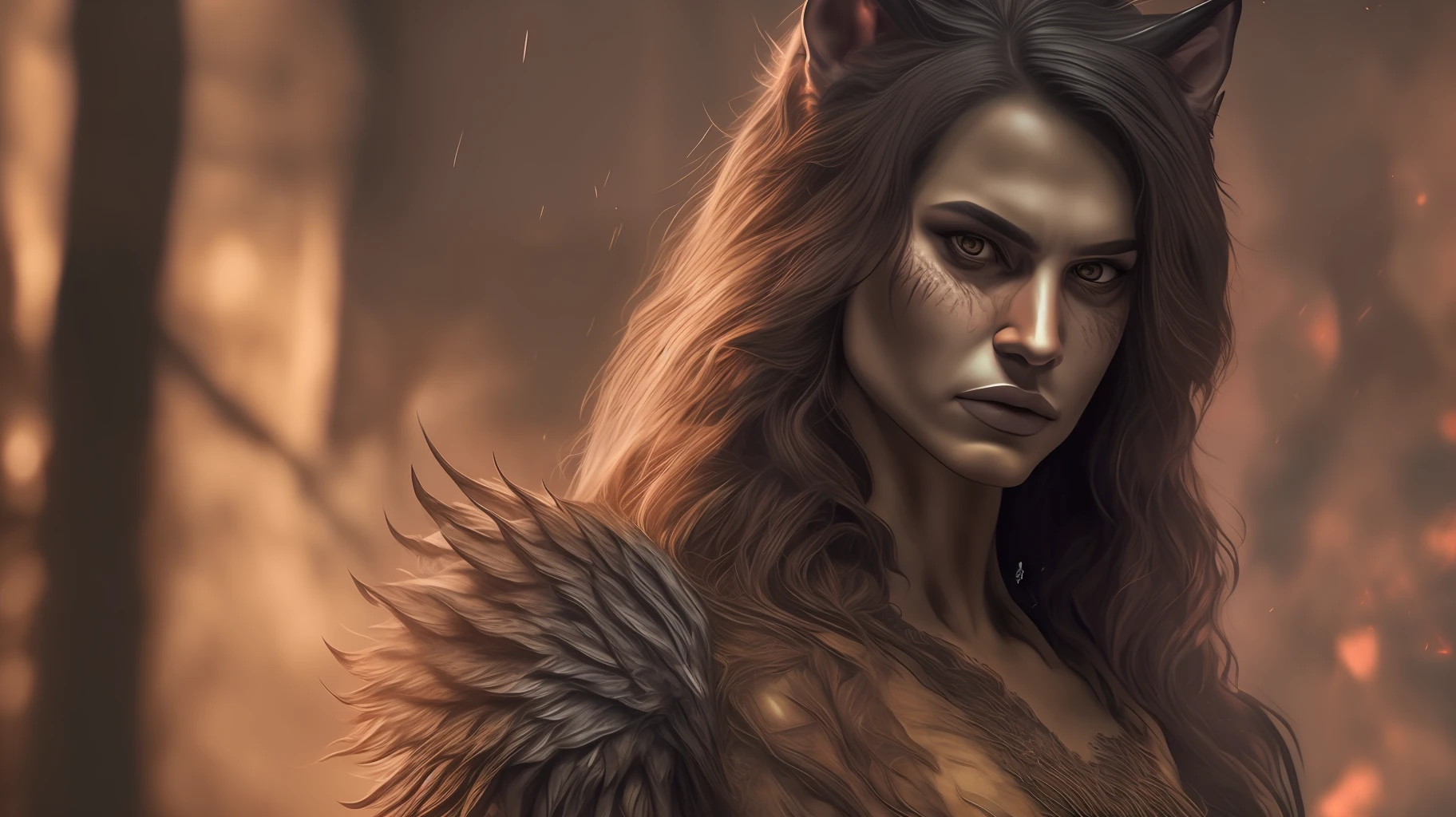 (masterpiece), realistic details, werewolf transformation, stunning young woman, dramatic lighting, emotional expression. --auto --s2